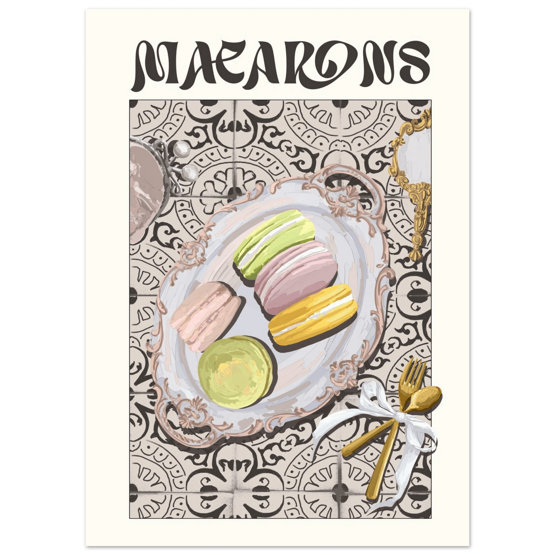 Macarons Poster – Playful French Patisserie Kitchen Wall Art Print (Digital & Printed Options) - Evergreen Posters