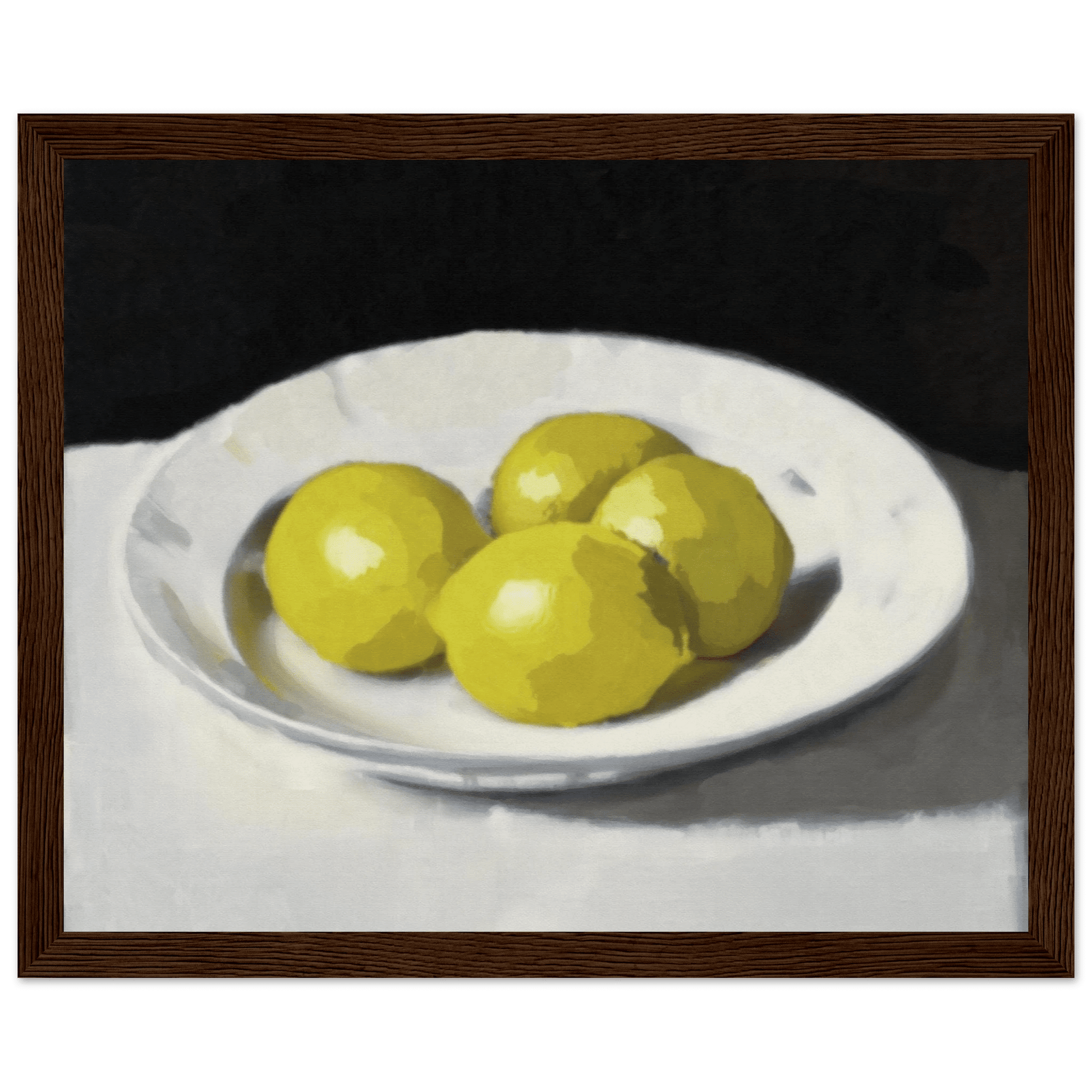 Lemons Print | Three Lemons Oil Painting Wall Art | Kitchen Still Life Poster - Evergreen Posters