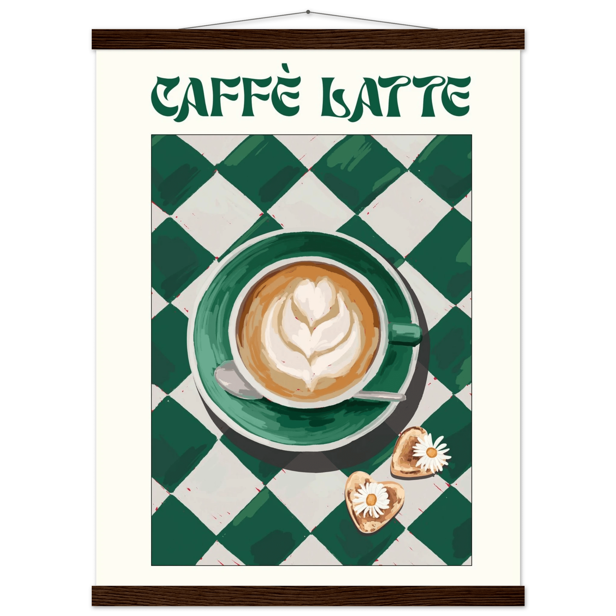 Caffè Latte Poster – Playful Coffee Kitchen Wall Art Print (Digital & Printed Options) - Evergreen Posters