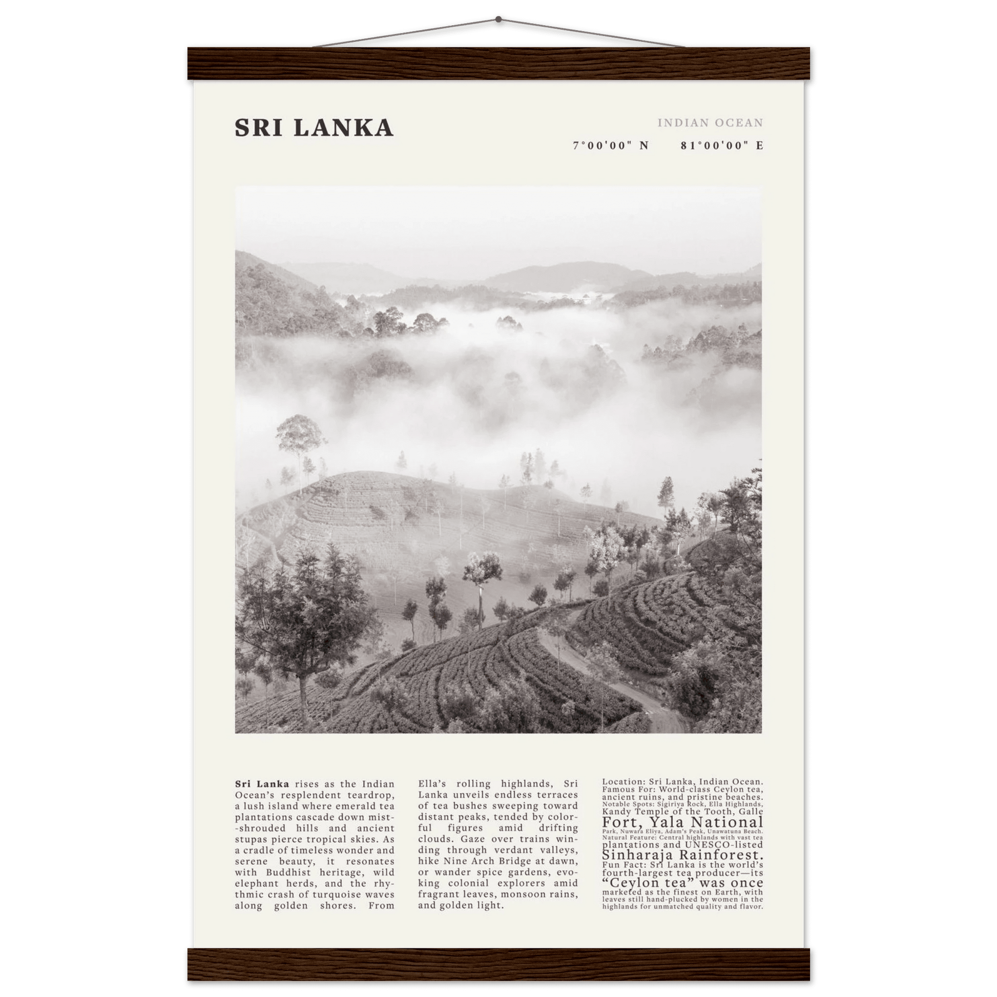 Sri Lanka Poster Black and White – Vintage Ceylon Tea Plantation Print (Digital & Printed Options) - Evergreen Posters