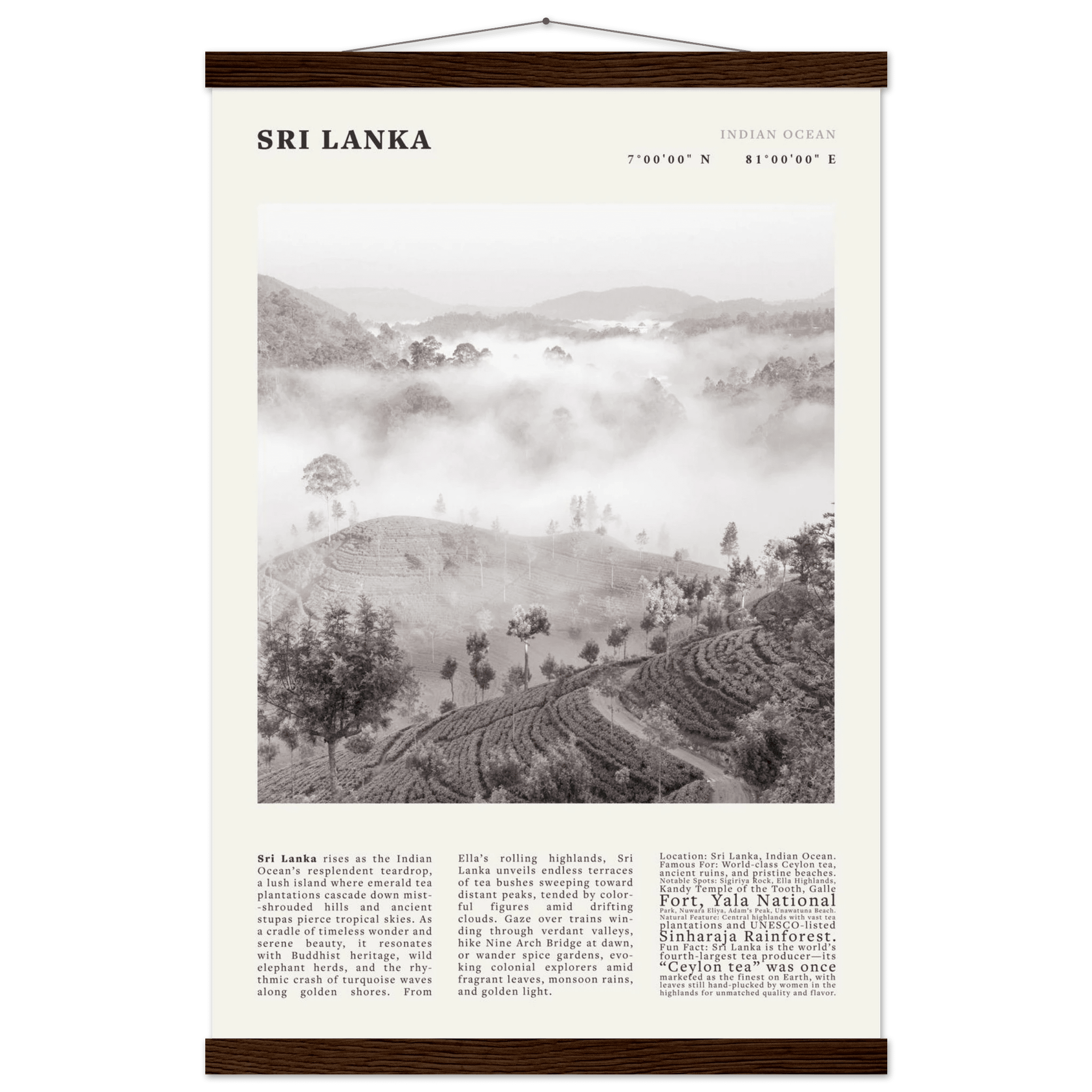 Sri Lanka Poster Black and White – Vintage Ceylon Tea Plantation Print (Digital & Printed Options) - Evergreen Posters