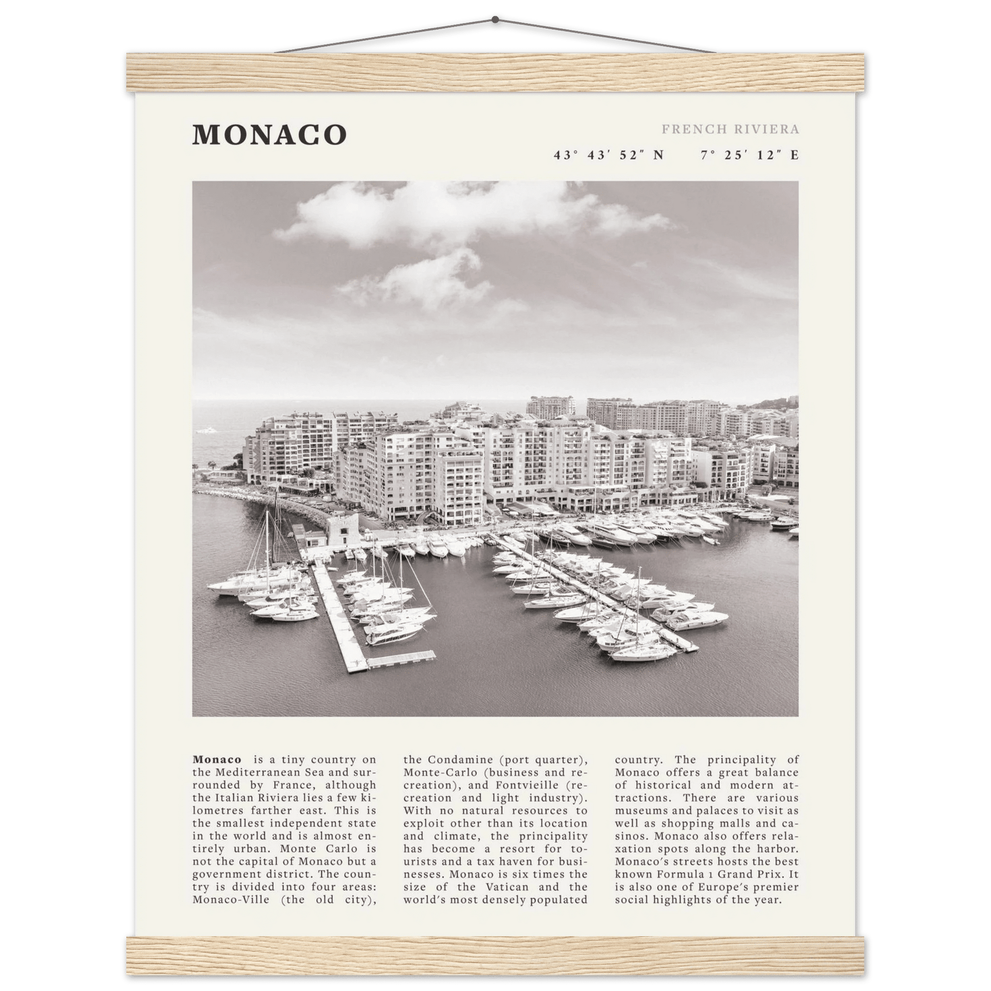 Monaco Poster Black and White – Vintage Monte Carlo Harbor Print (Digital & Printed Options) - Evergreen Posters