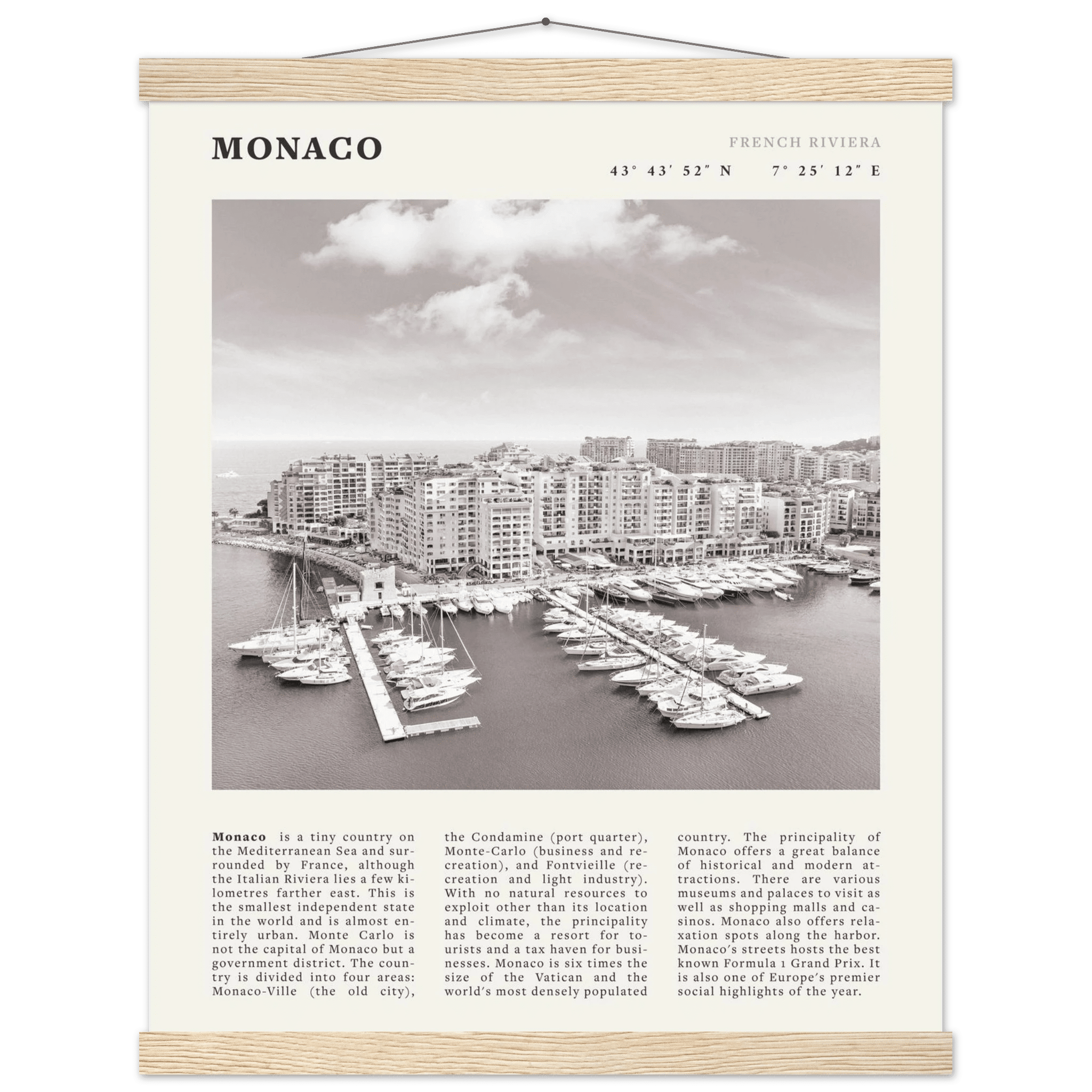 Monaco Poster Black and White – Vintage Monte Carlo Harbor Print (Digital & Printed Options) - Evergreen Posters