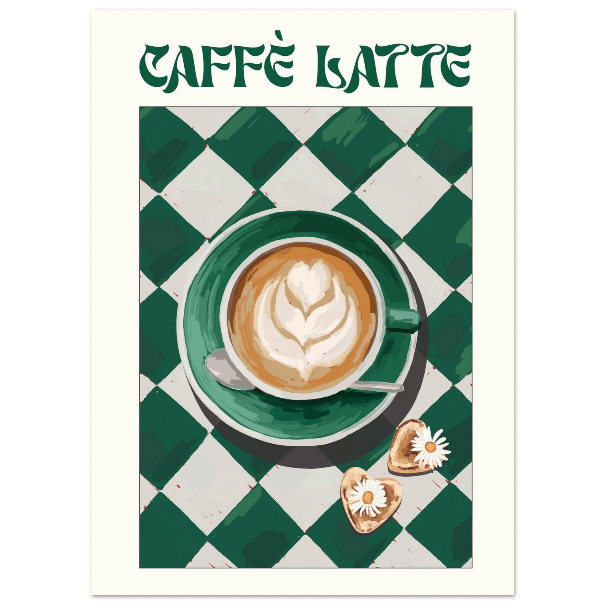 Caffè Latte Poster – Playful Coffee Kitchen Wall Art Print (Digital & Printed Options) - Evergreen Posters