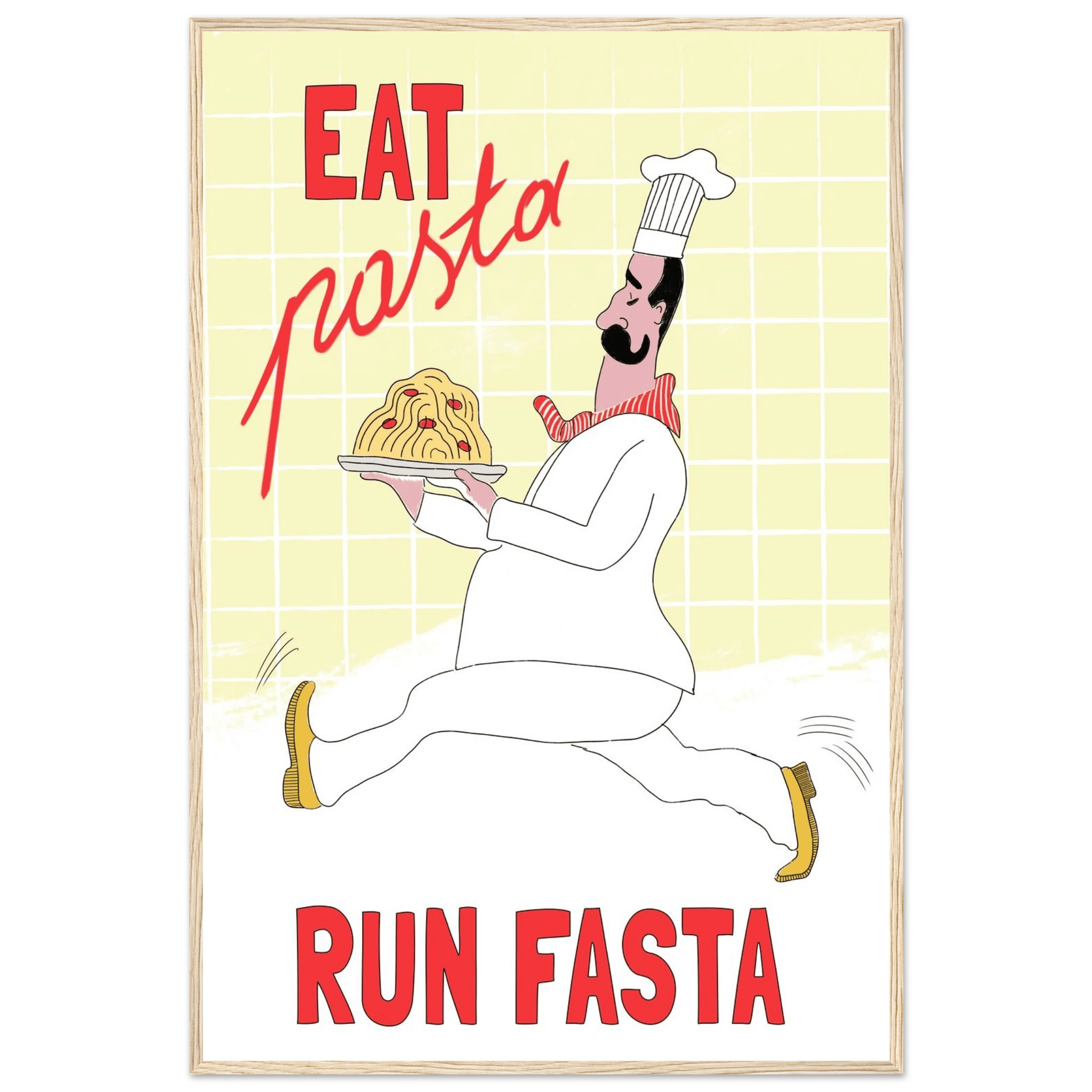 Eat Pasta Run Fasta Poster – Playful Kitchen Wall Art Print (Digital & Printed Options) - Evergreen Posters