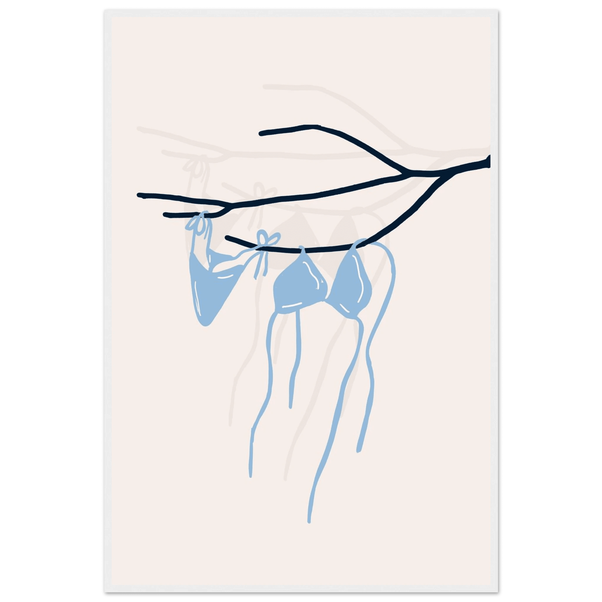Coastal Bikini Line Art Poster – Minimalist Beach Wall Art Print - Evergreen Posters