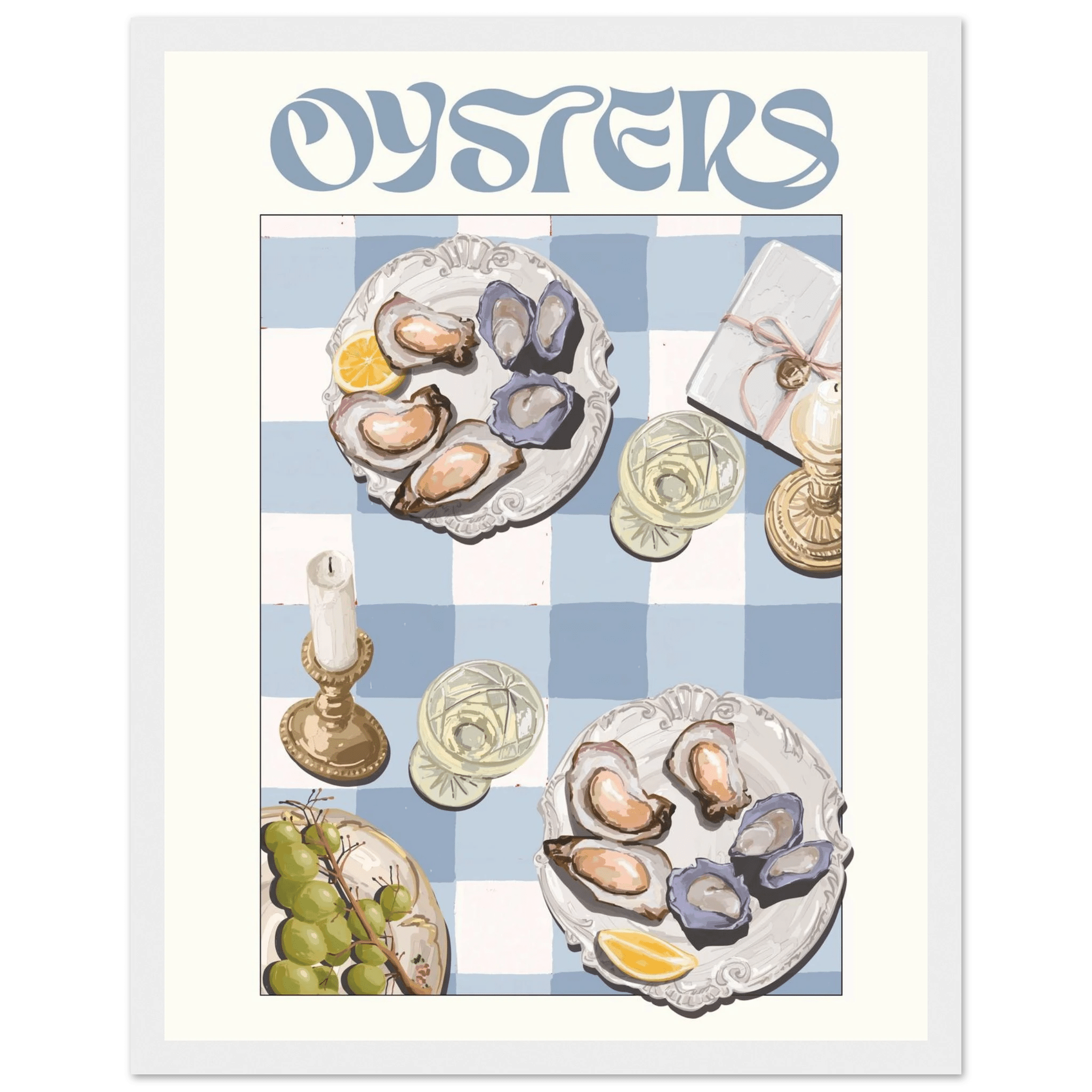 Oysters Poster – Playful Seafood Kitchen Wall Art Print (Digital & Printed Options) - Evergreen Posters