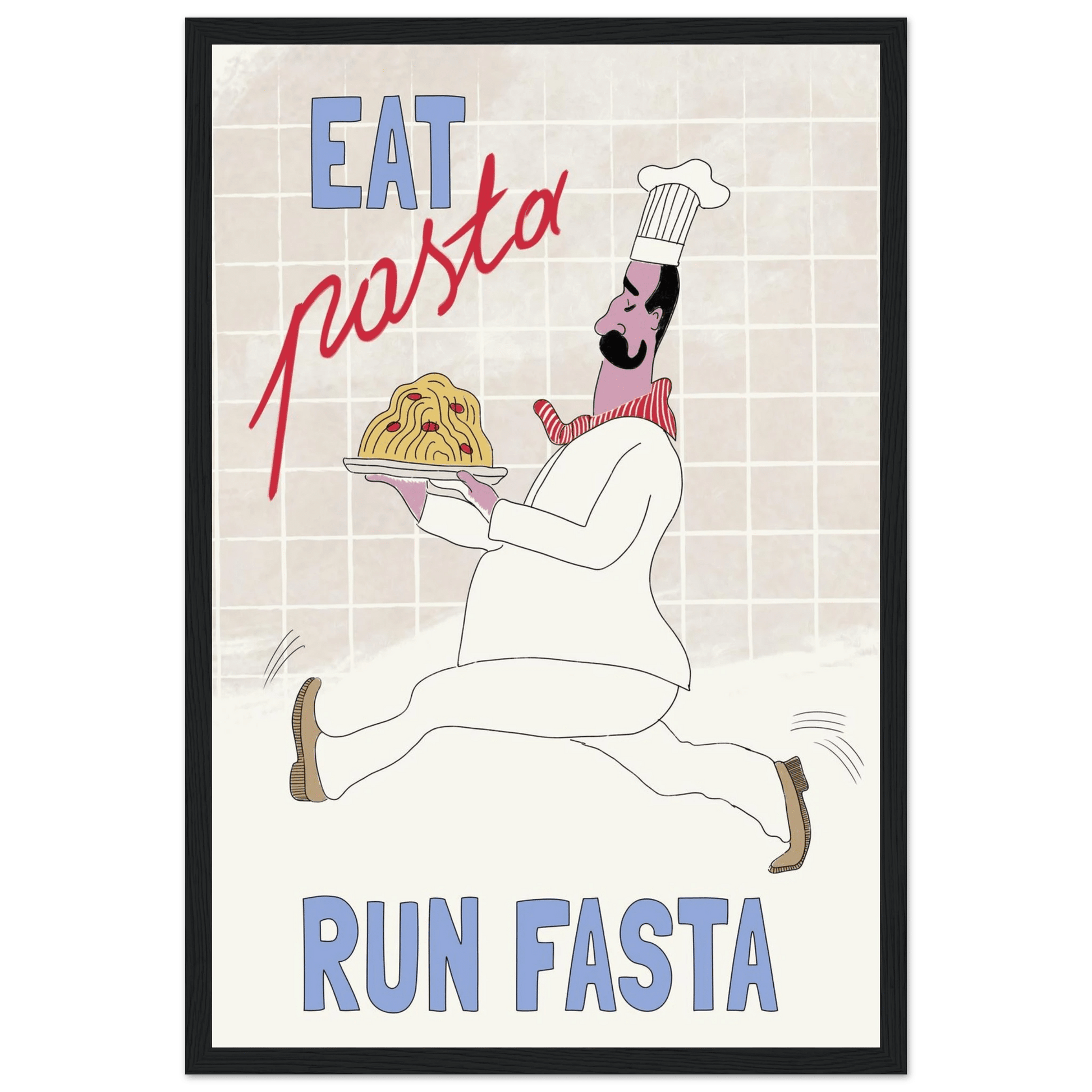 Eat Pasta Run Fasta Poster – Fun Kitchen Wall Art Print (Digital & Printed Options) - Evergreen Posters
