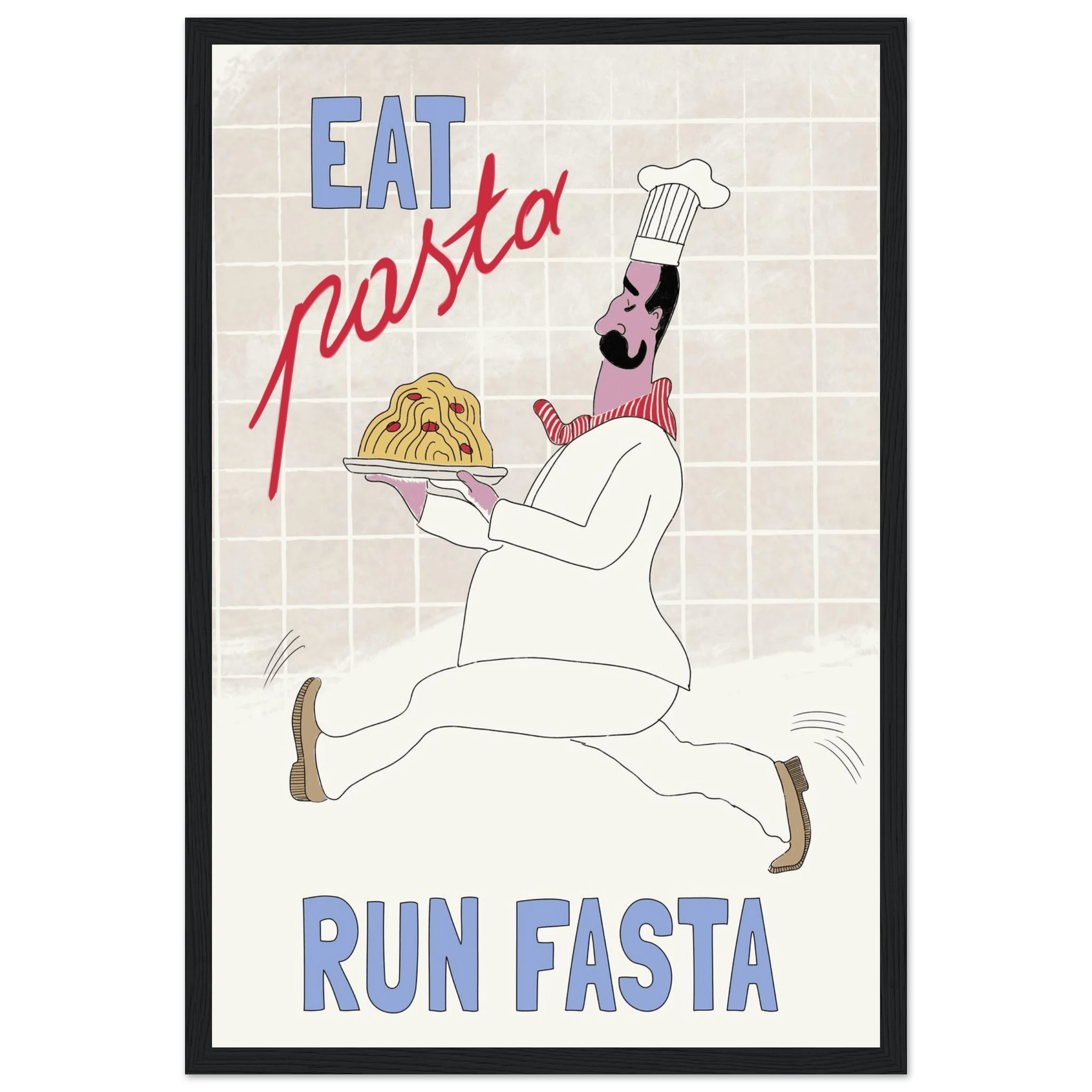 Eat Pasta Run Fasta Poster – Fun Kitchen Wall Art Print (Digital & Printed Options) - Evergreen Posters