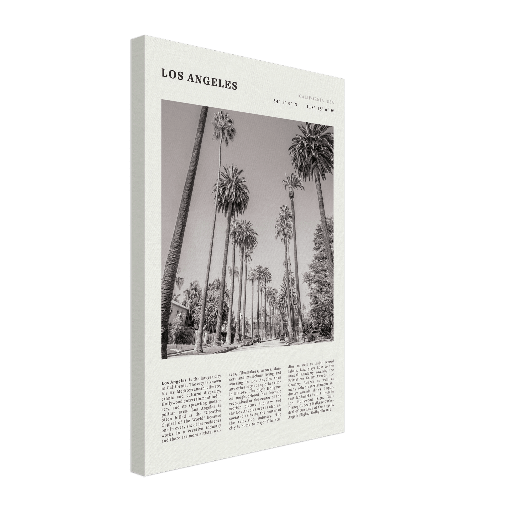 Los Angeles Poster | Black & White Palm Trees Wall Art | California Travel Print - Evergreen Posters