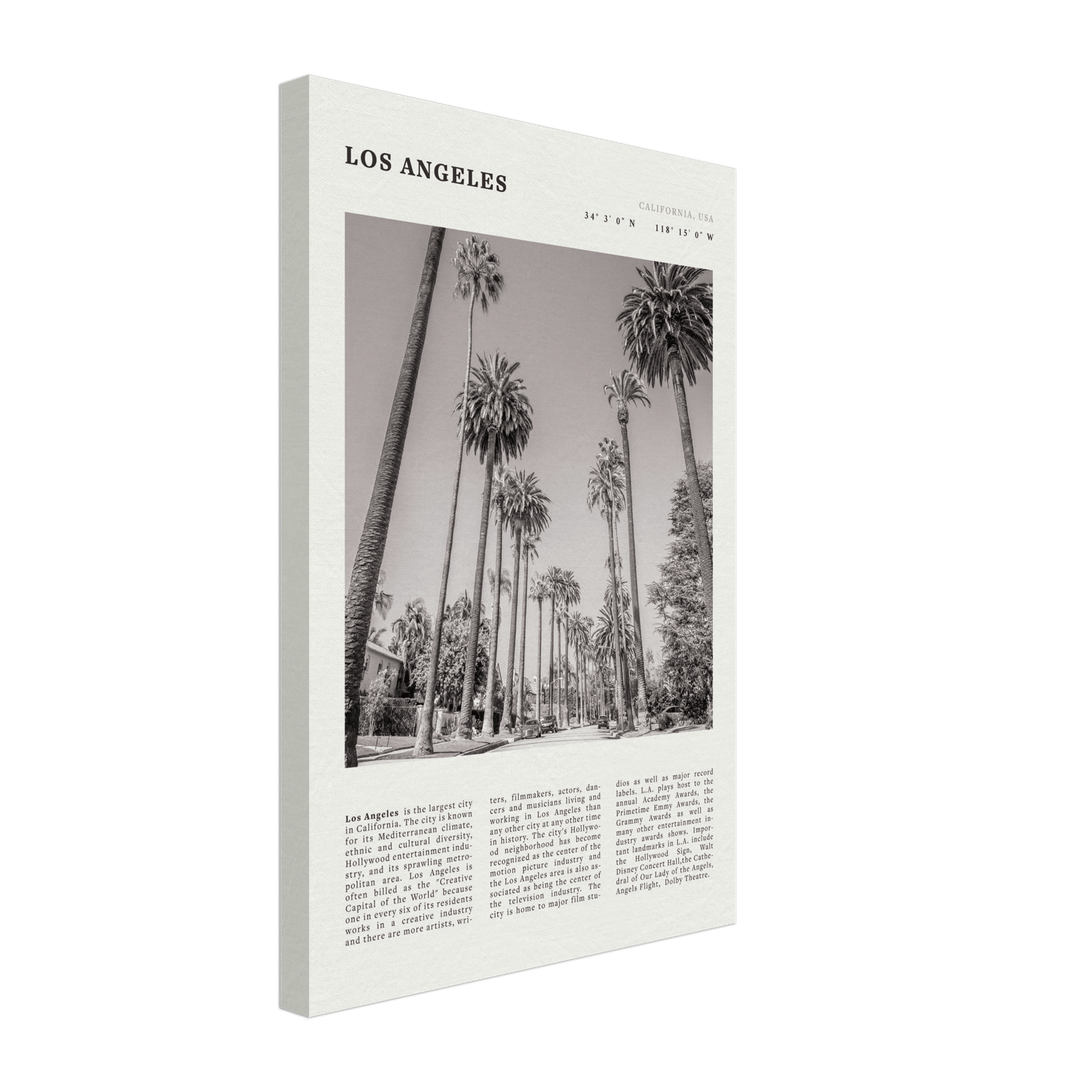 Los Angeles Poster | Black & White Palm Trees Wall Art | California Travel Print - Evergreen Posters