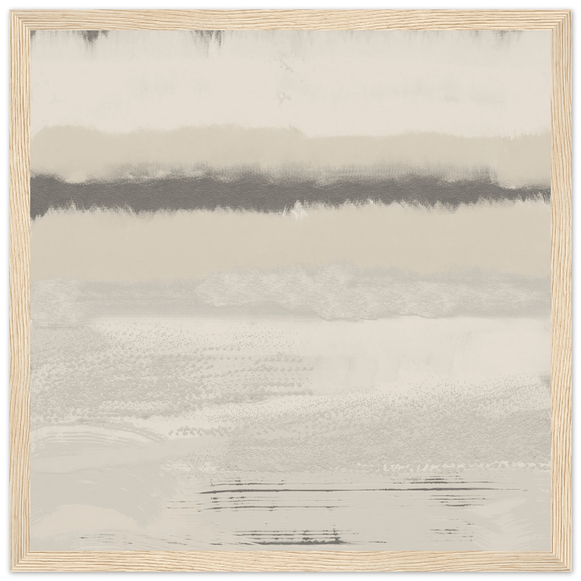 Misty Abstract Poster | Beige & Grey Textured Wall Art | Minimalist Square Print - Evergreen Posters