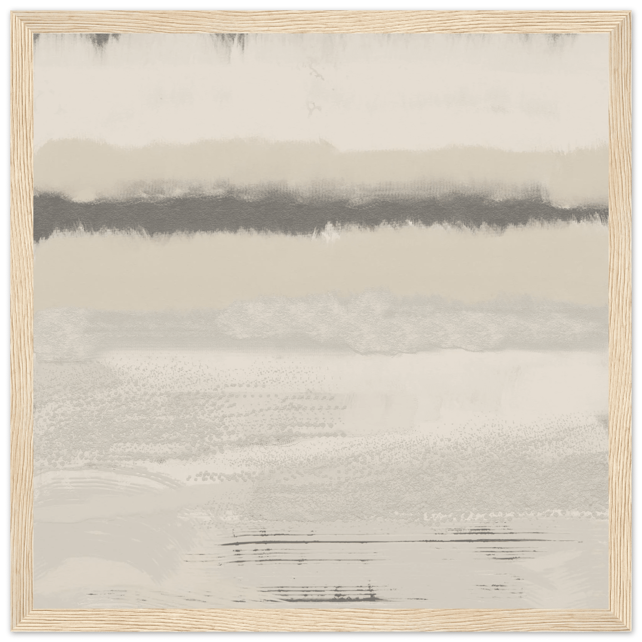 Misty Abstract Poster | Beige & Grey Textured Wall Art | Minimalist Square Print - Evergreen Posters