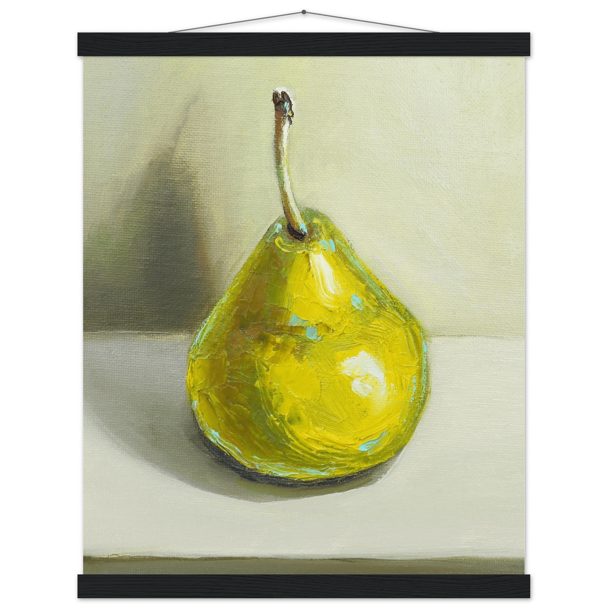 Pear Print | Green Pear Oil Painting Wall Art | Kitchen Poster - Evergreen Posters