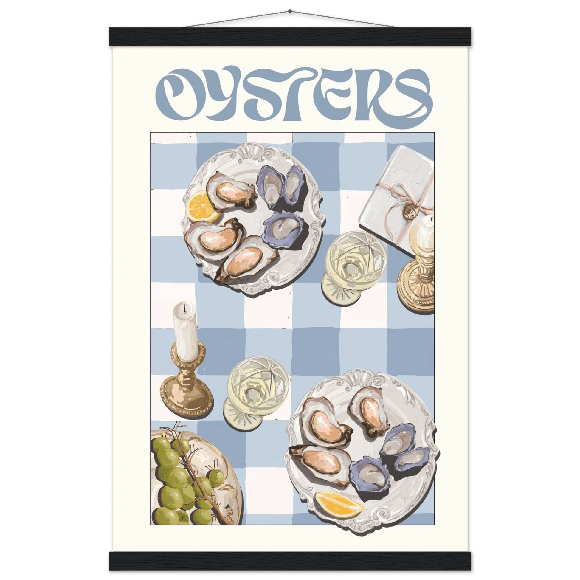Oysters Poster – Playful Seafood Kitchen Wall Art Print (Digital & Printed Options) - Evergreen Posters