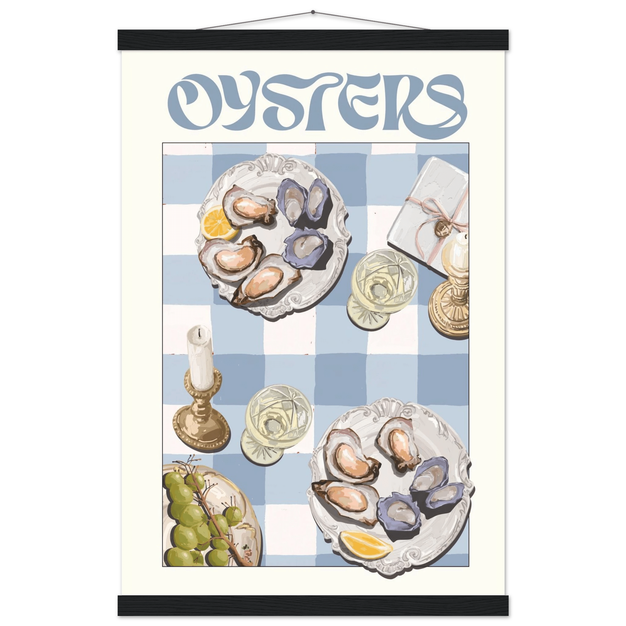 Oysters Poster – Playful Seafood Kitchen Wall Art Print (Digital & Printed Options) - Evergreen Posters