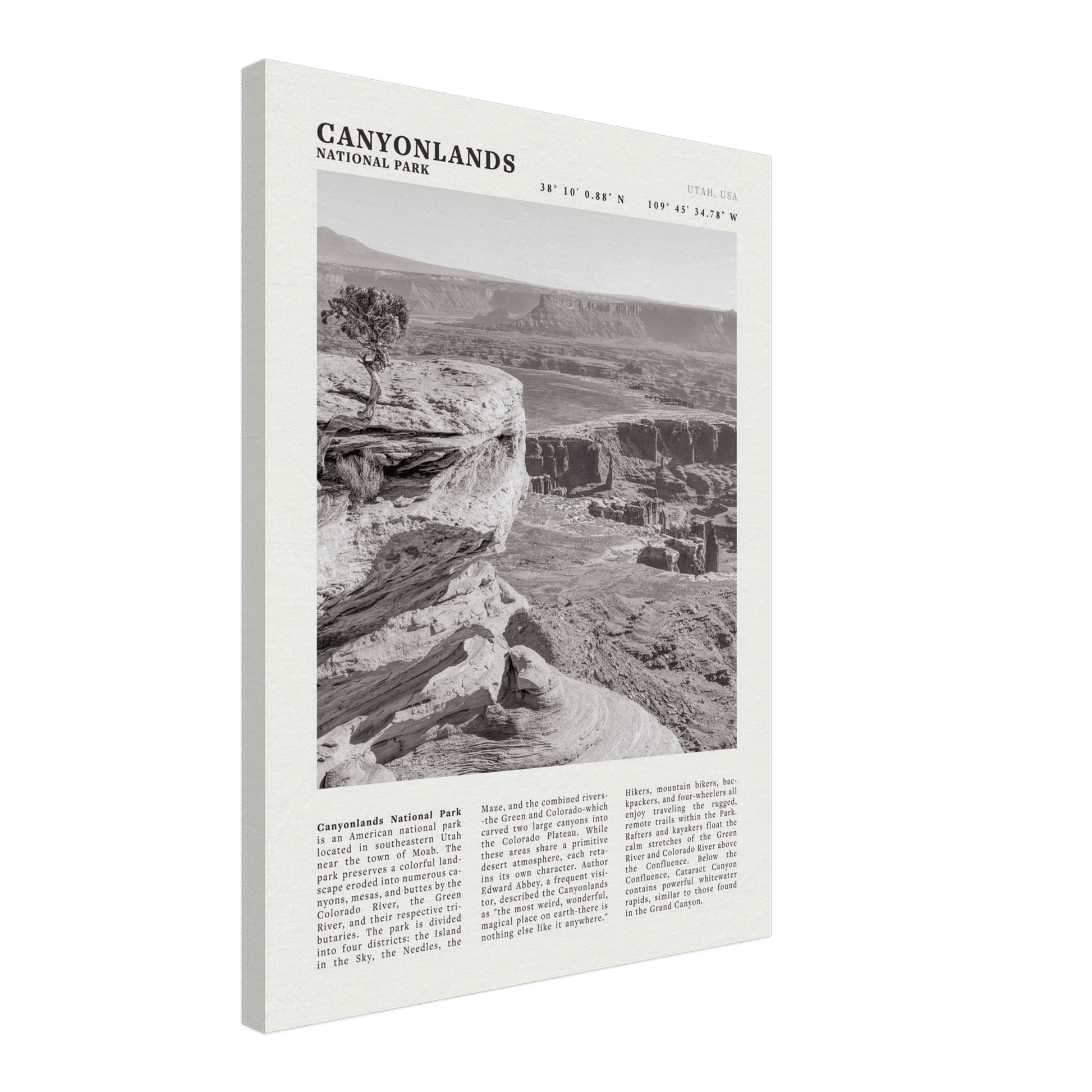 Canyonlands National Park Poster | Black & White Utah Wall Art | Canyon Travel Print - Evergreen Posters