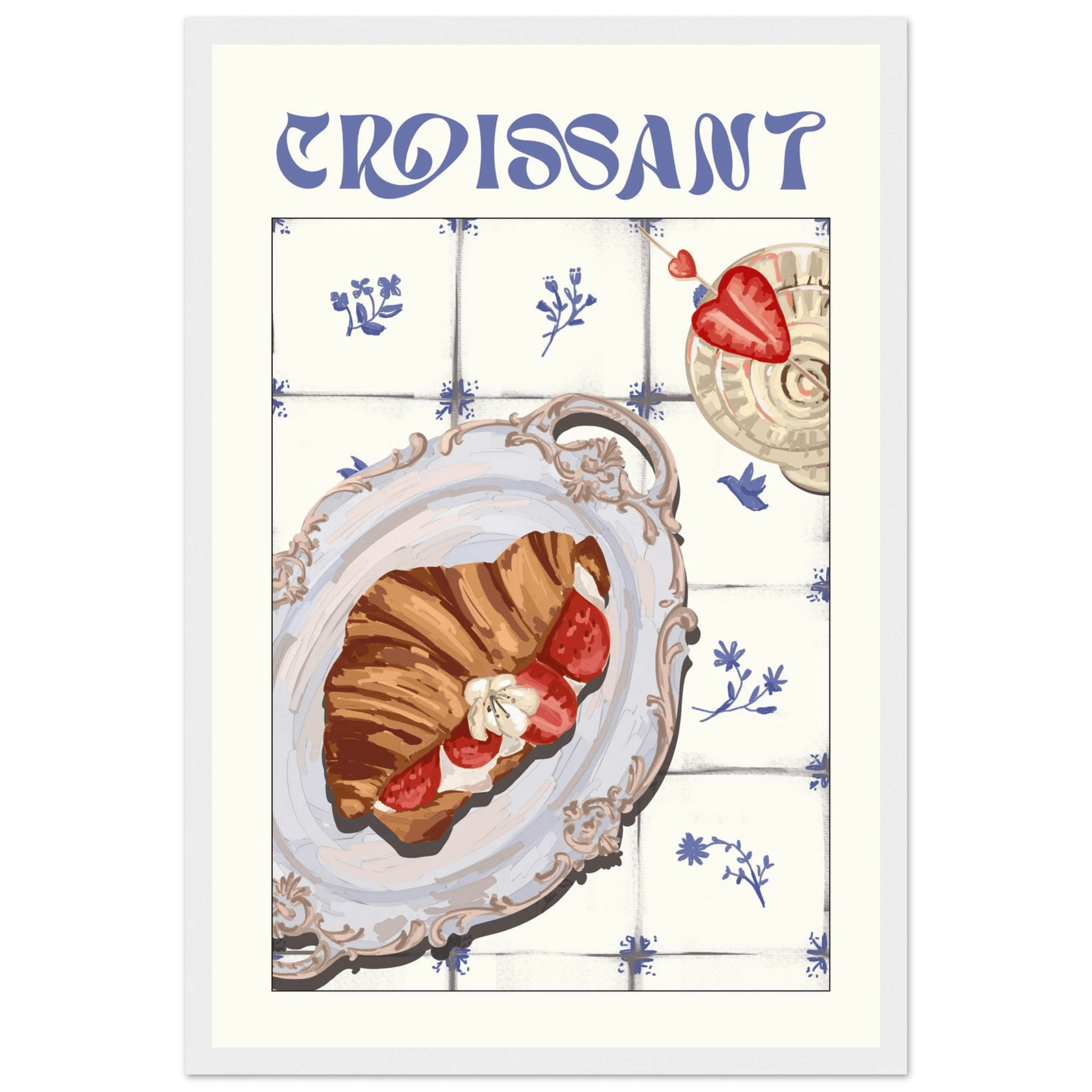 Croissant Poster – Charming French Breakfast Kitchen Wall Art Print (Digital & Printed Options) - Evergreen Posters