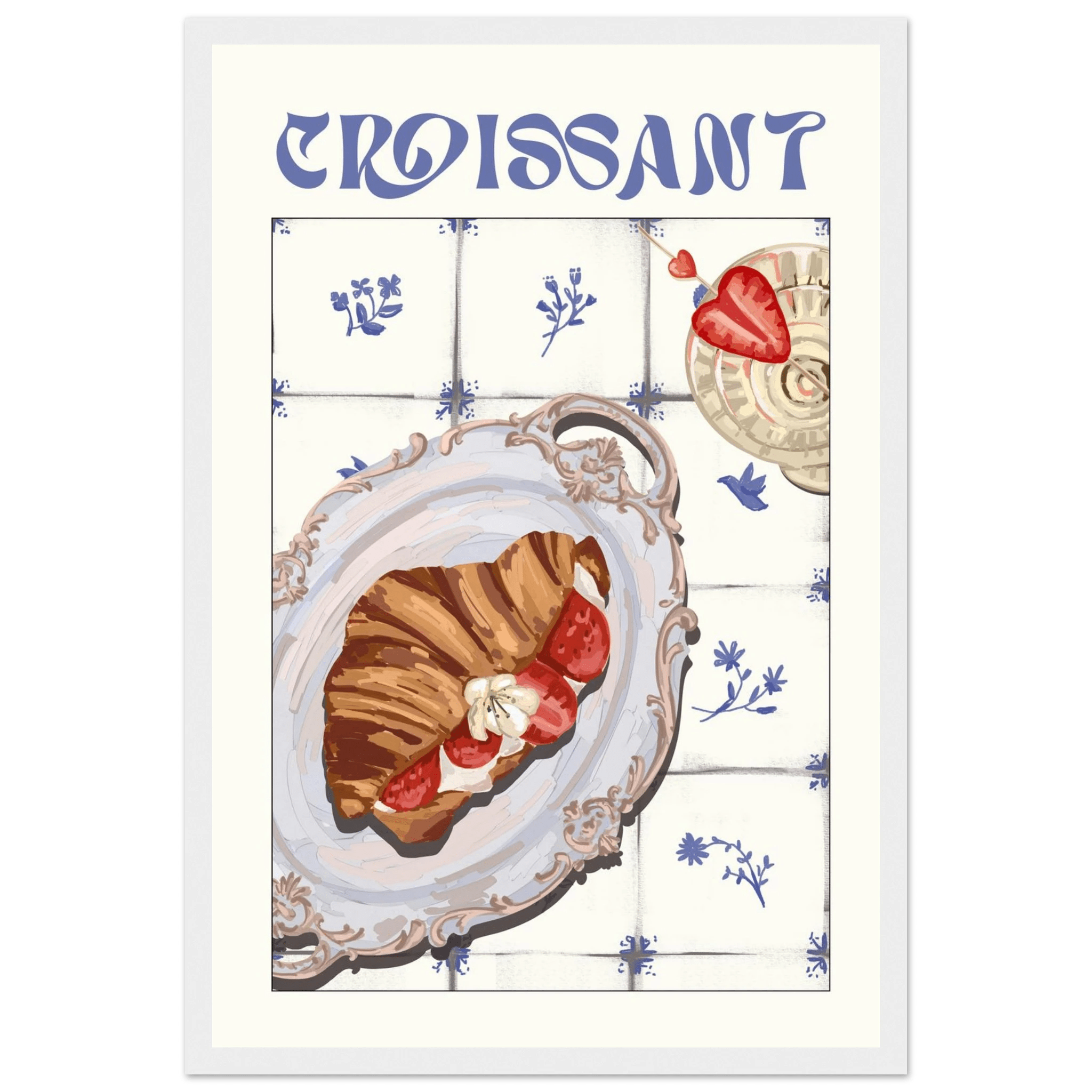 Croissant Poster – Charming French Breakfast Kitchen Wall Art Print (Digital & Printed Options) - Evergreen Posters