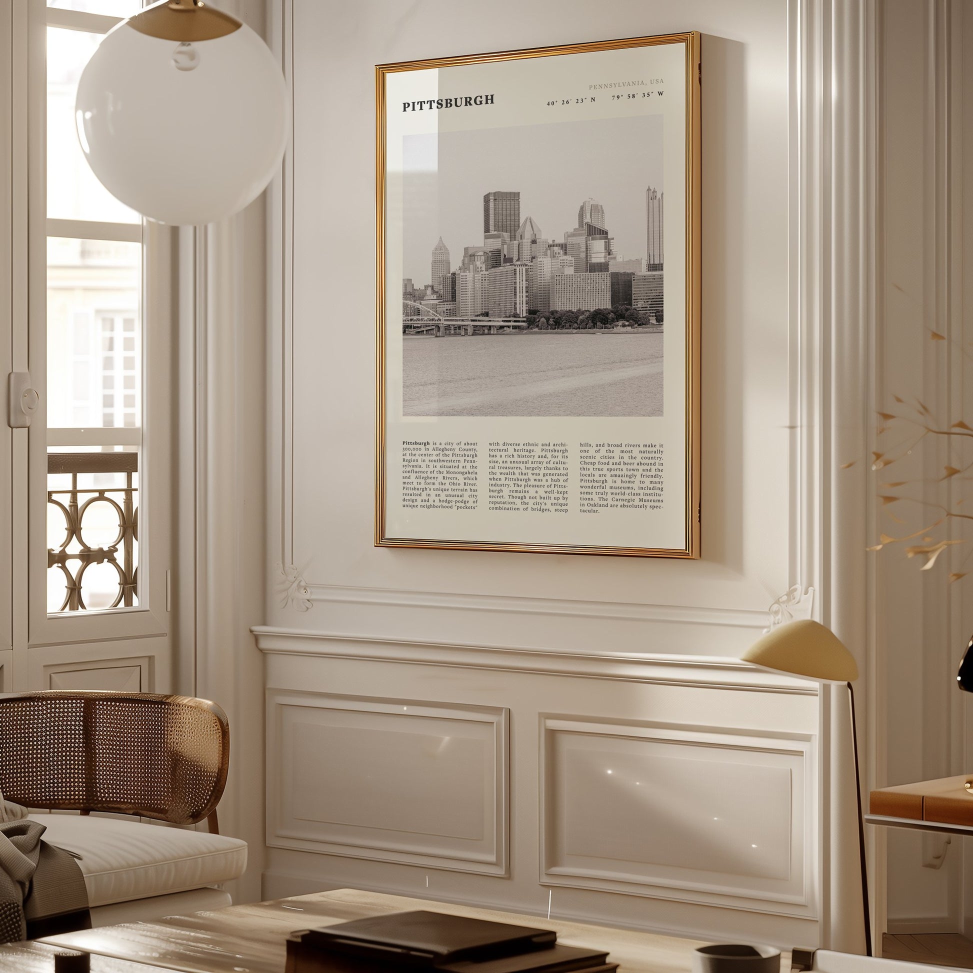Pittsburgh Poster | Black & White Pennsylvania Skyline Wall Art | PA Travel Print - Evergreen Posters