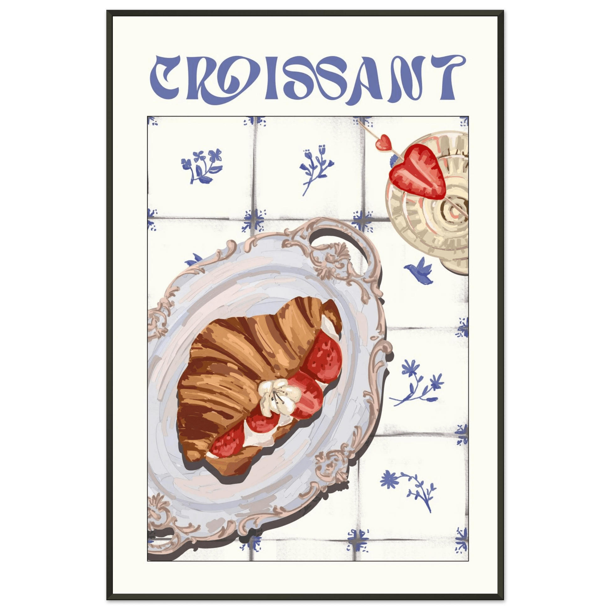 Croissant Poster – Charming French Breakfast Kitchen Wall Art Print (Digital & Printed Options) - Evergreen Posters