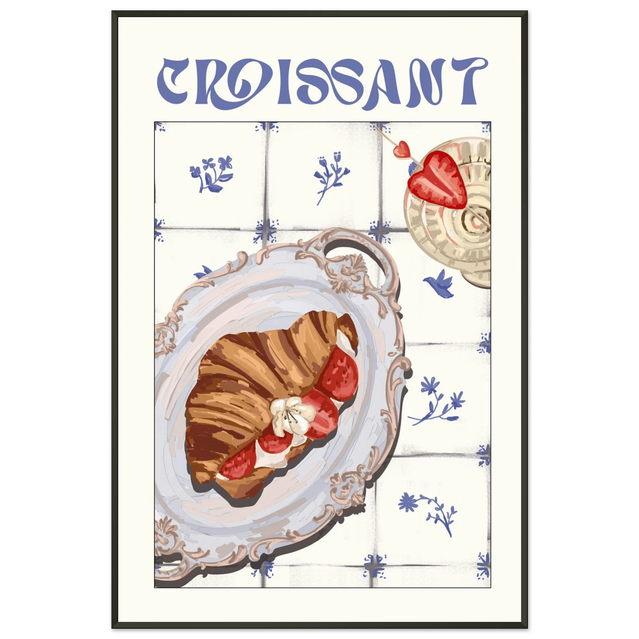 Croissant Poster – Charming French Breakfast Kitchen Wall Art Print (Digital & Printed Options) - Evergreen Posters