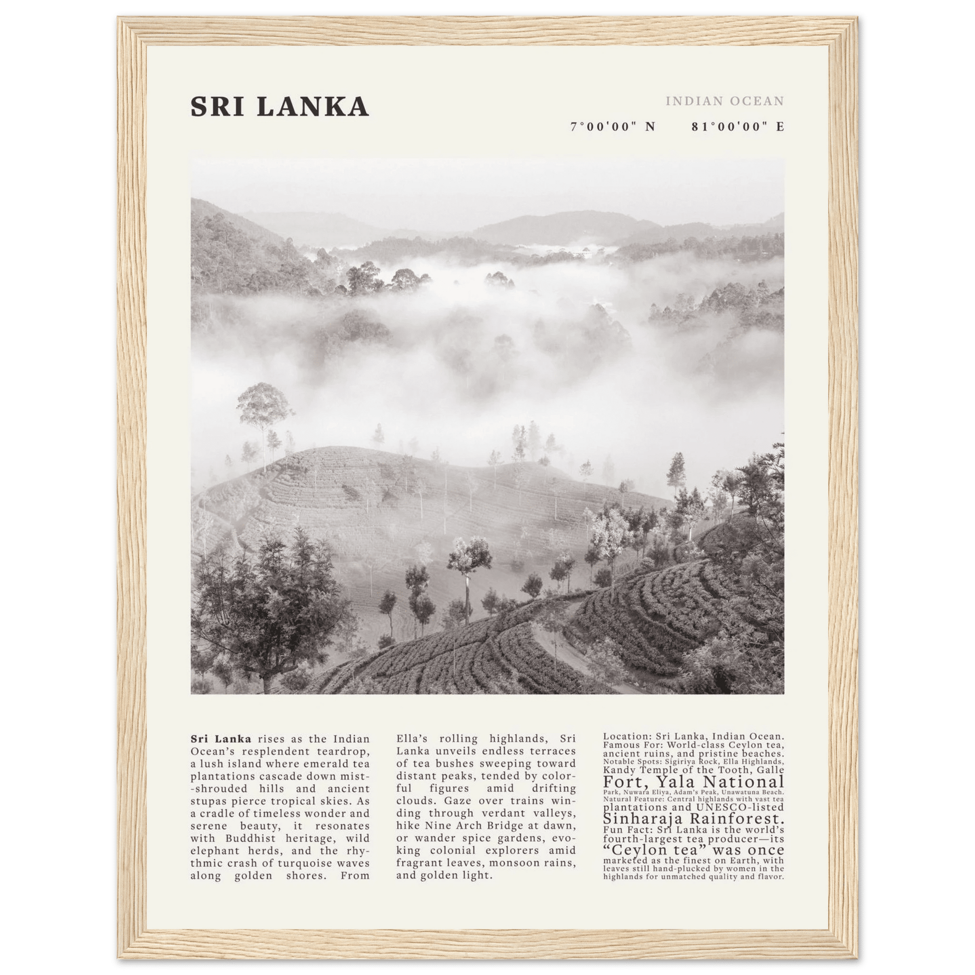 Sri Lanka Poster Black and White – Vintage Ceylon Tea Plantation Print (Digital & Printed Options) - Evergreen Posters