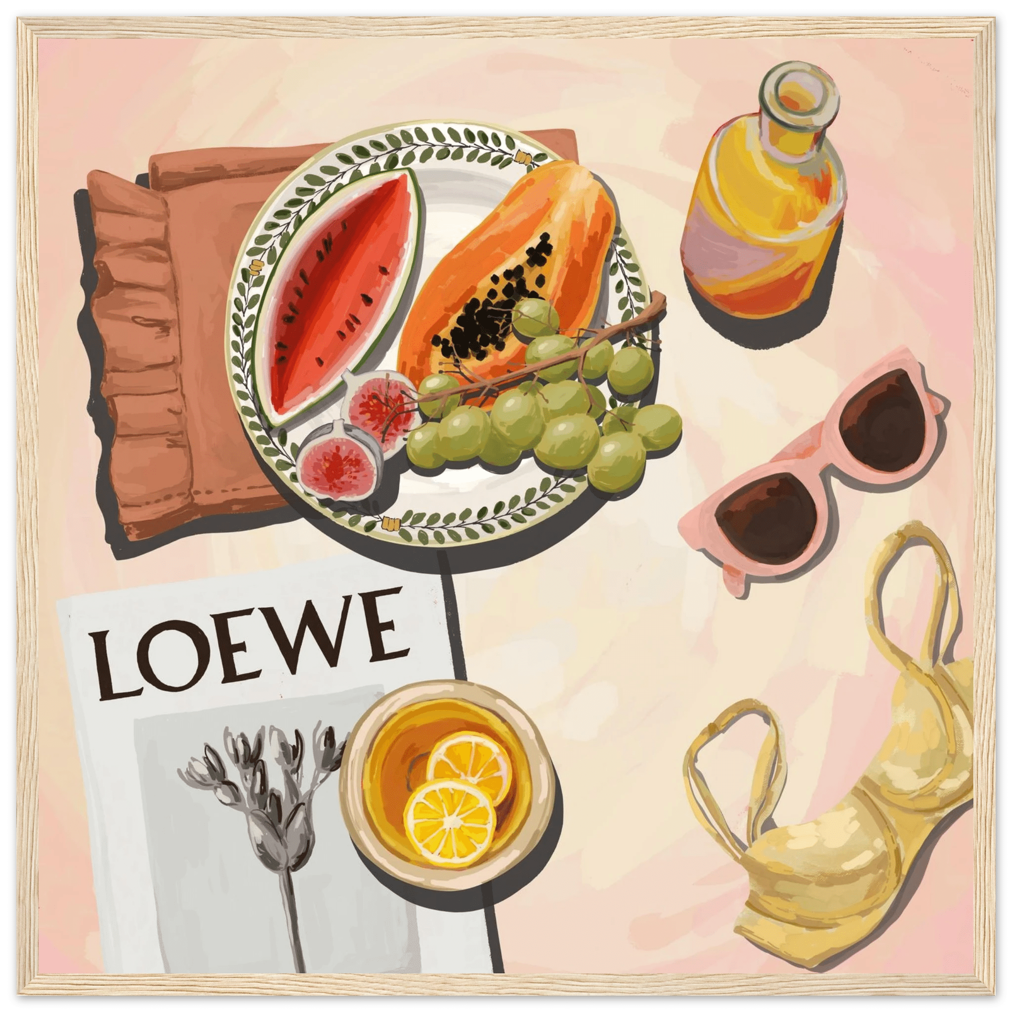 Loewe Summer Fruits Poster | Dopamine Decor Food Wall Art | Pastel Square Kitchen Print - Evergreen Posters - 23