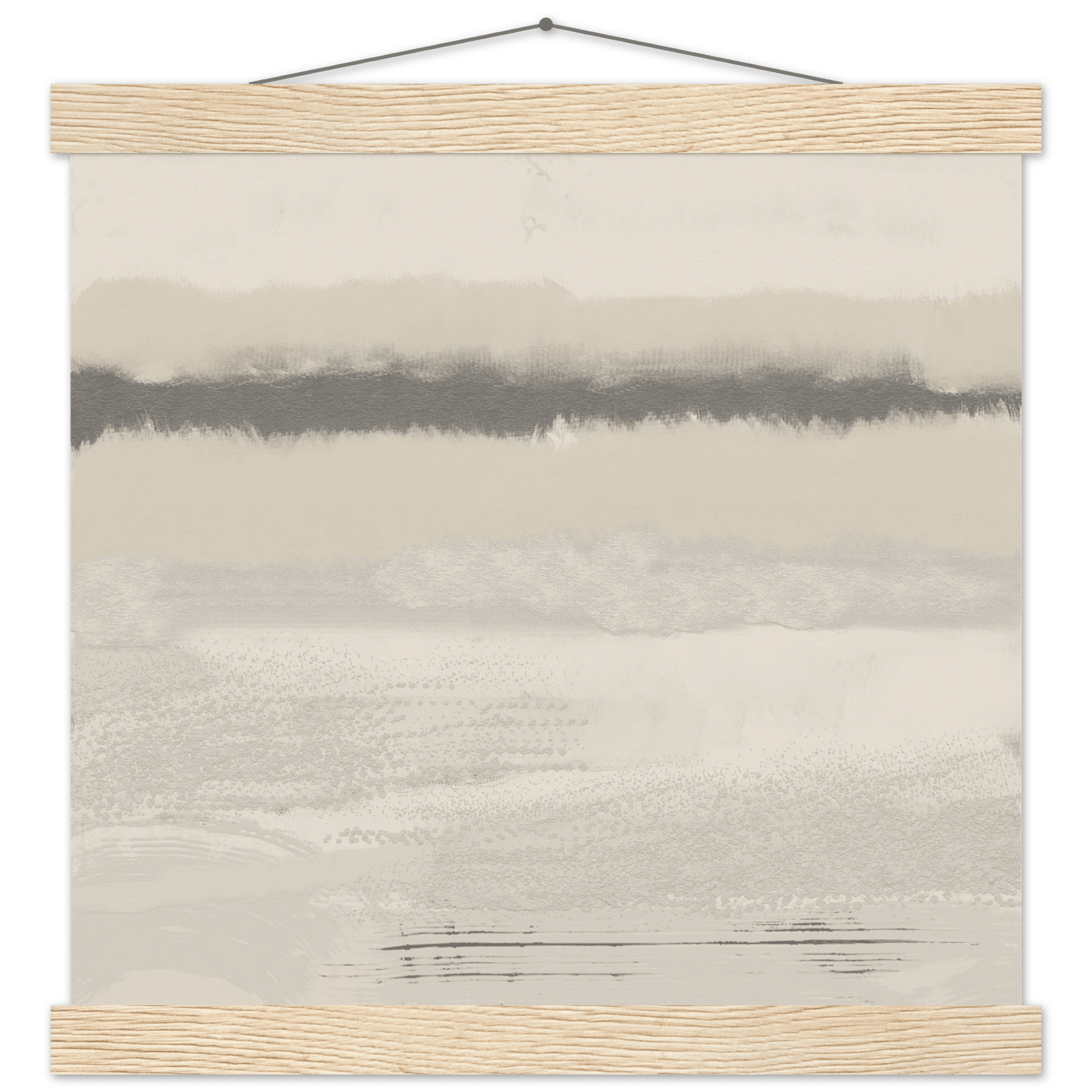 Misty Abstract Poster | Beige & Grey Textured Wall Art | Minimalist Square Print - Evergreen Posters