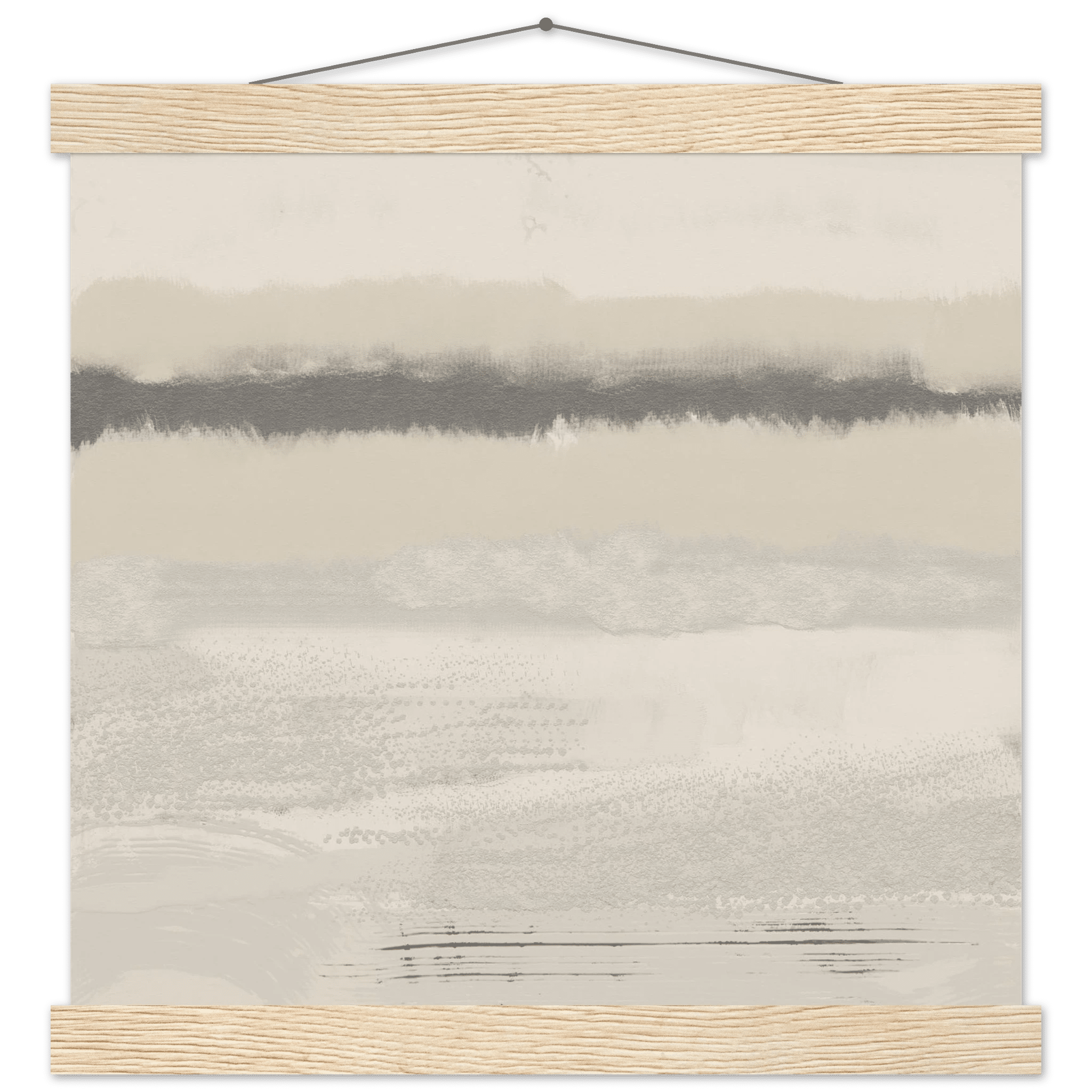 Misty Abstract Poster | Beige & Grey Textured Wall Art | Minimalist Square Print - Evergreen Posters