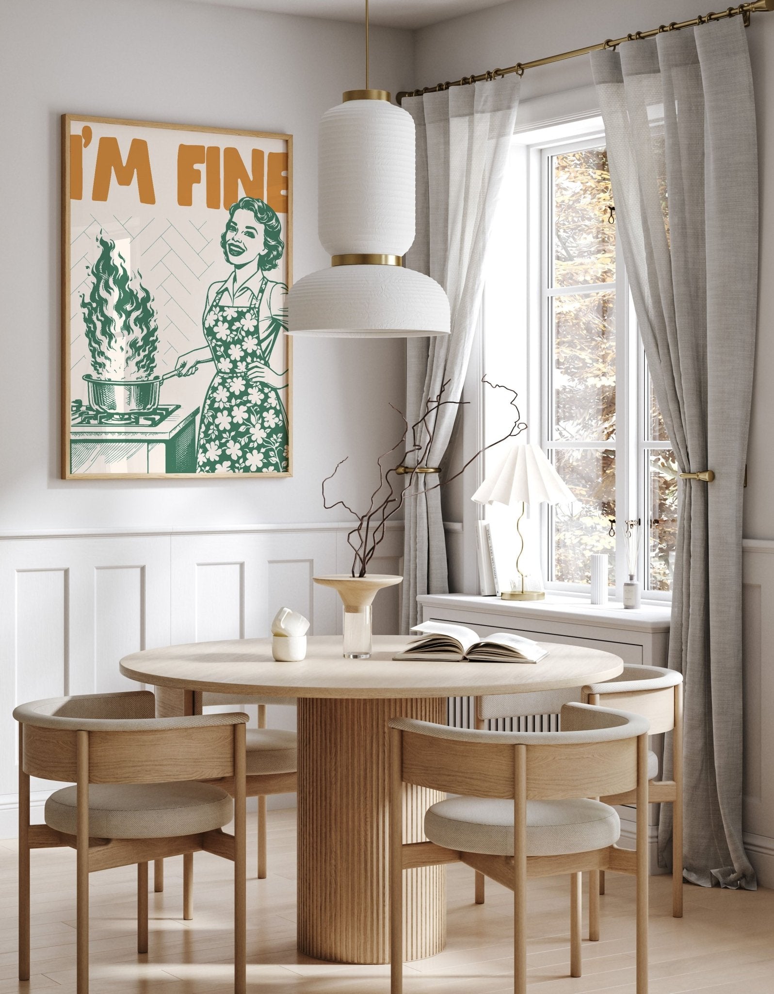 I'm Fine Poster – Funny Retro Kitchen Wall Art Print (Green Edition) - Evergreen Posters