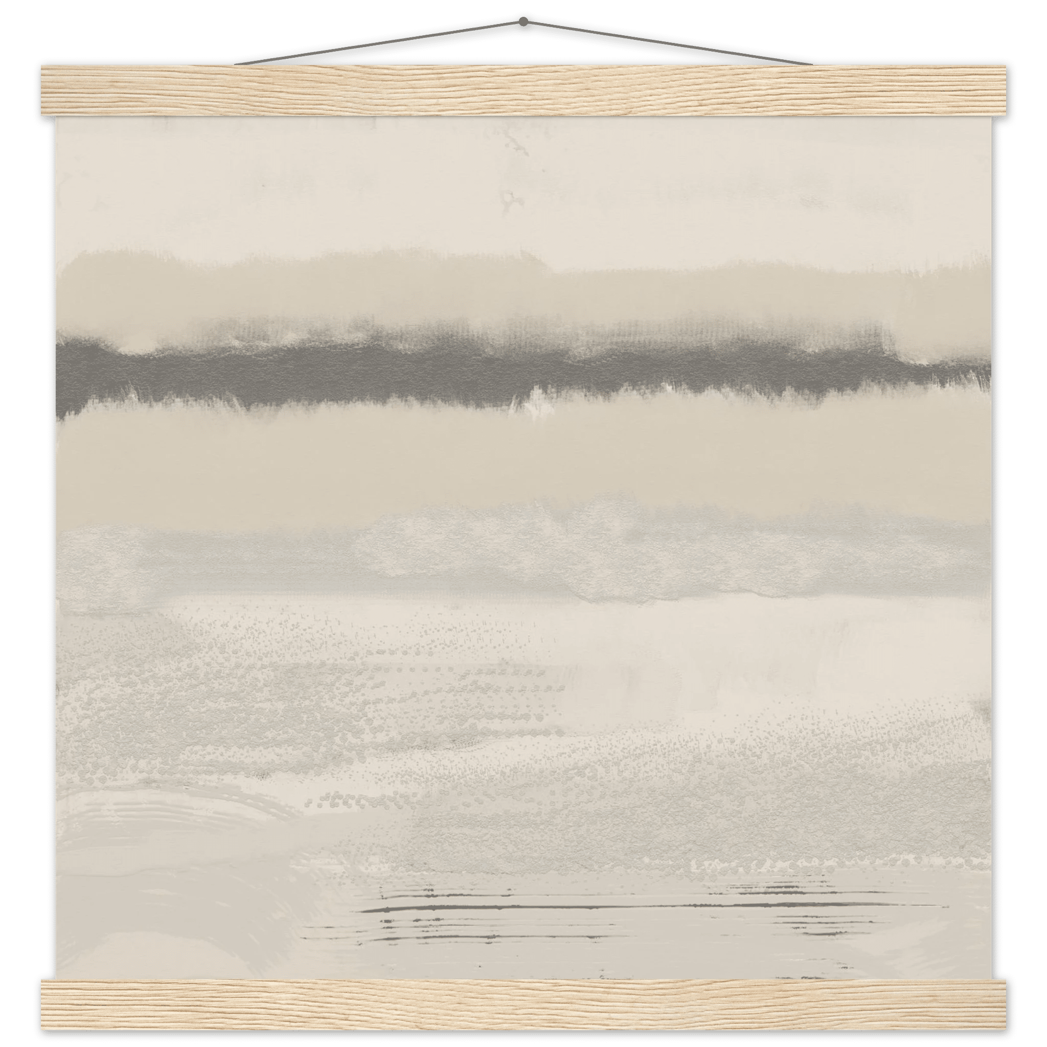 Misty Abstract Poster | Beige & Grey Textured Wall Art | Minimalist Square Print - Evergreen Posters