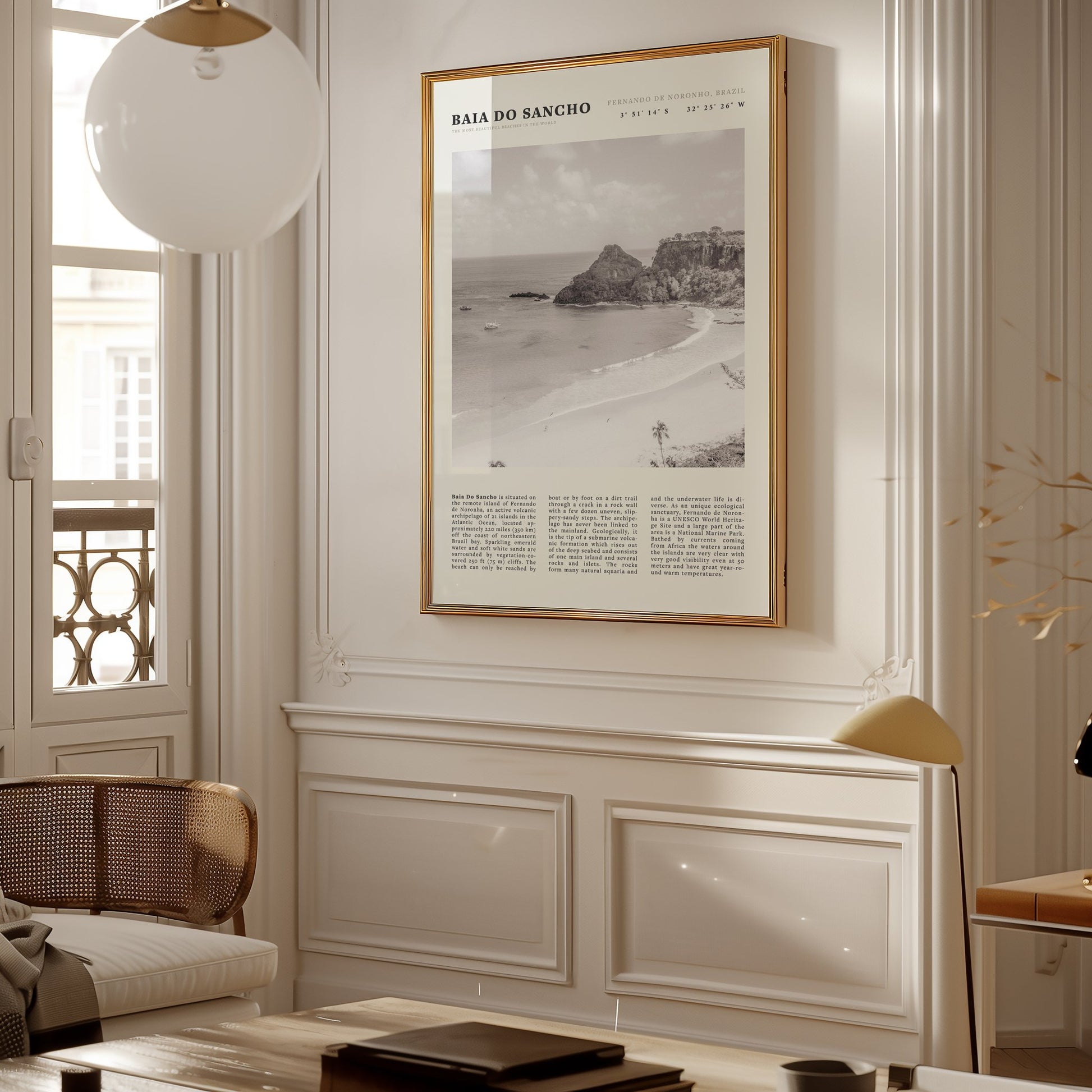 Baia Do Sancho Poster | Black & White Brazil Beach Wall Art | Fernando de Noronha - Evergreen Posters