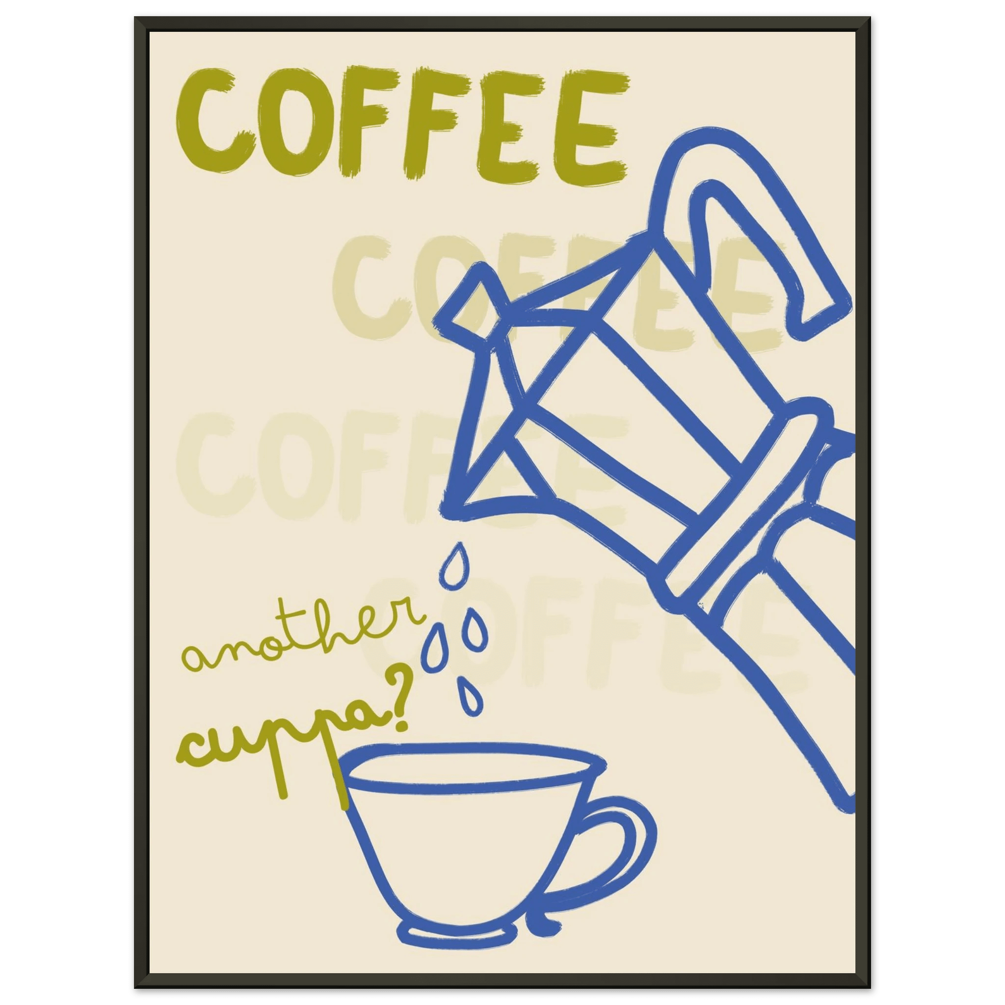 Coffee Print | Another Cuppa Moka Pot Wall Art | Kitchen Coffee Poster - Evergreen Posters