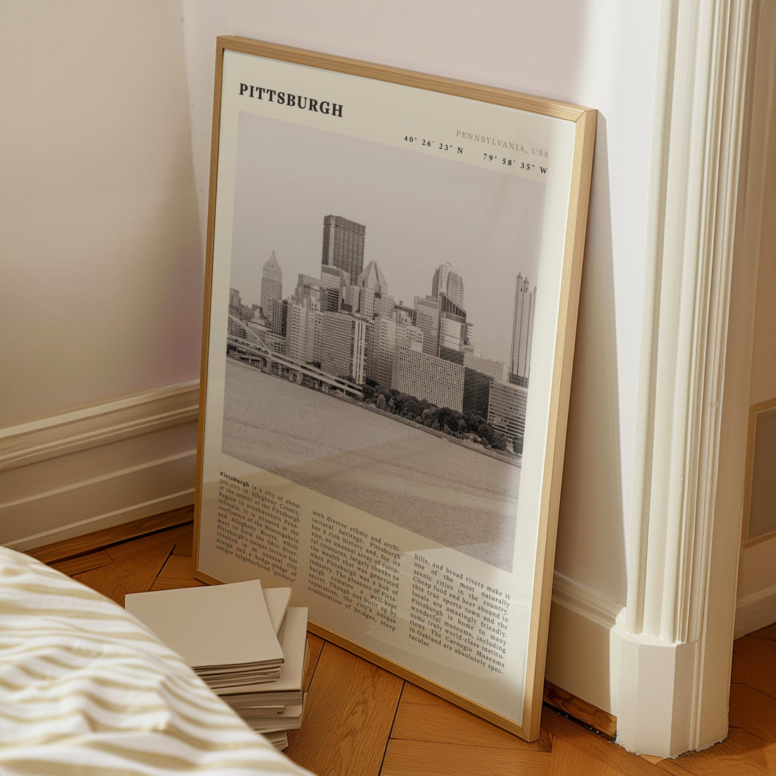 Pittsburgh Poster | Black & White Pennsylvania Skyline Wall Art | PA Travel Print - Evergreen Posters