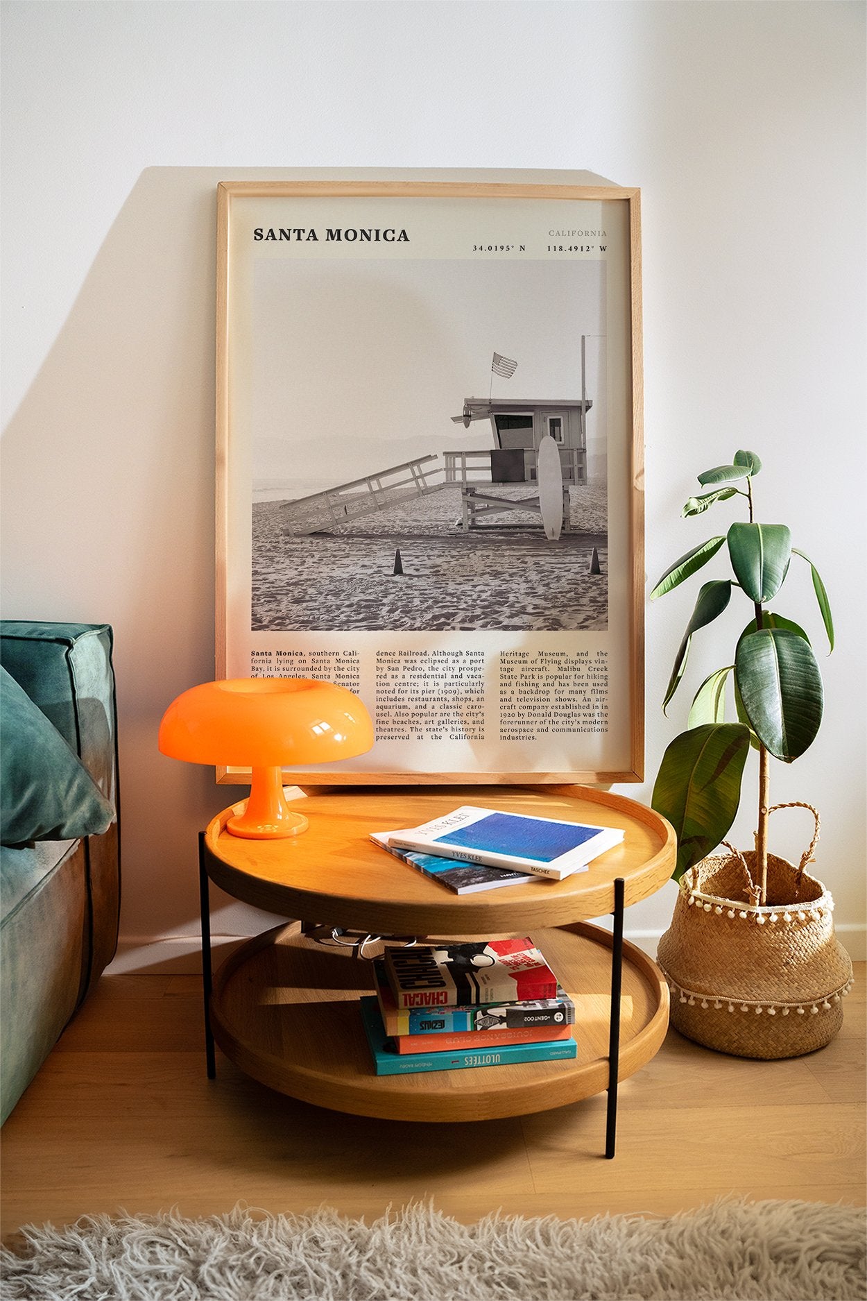 Santa Monica Poster | Black & White California Wall Art | Beach Travel Print | Coastal Decor - Evergreen Posters