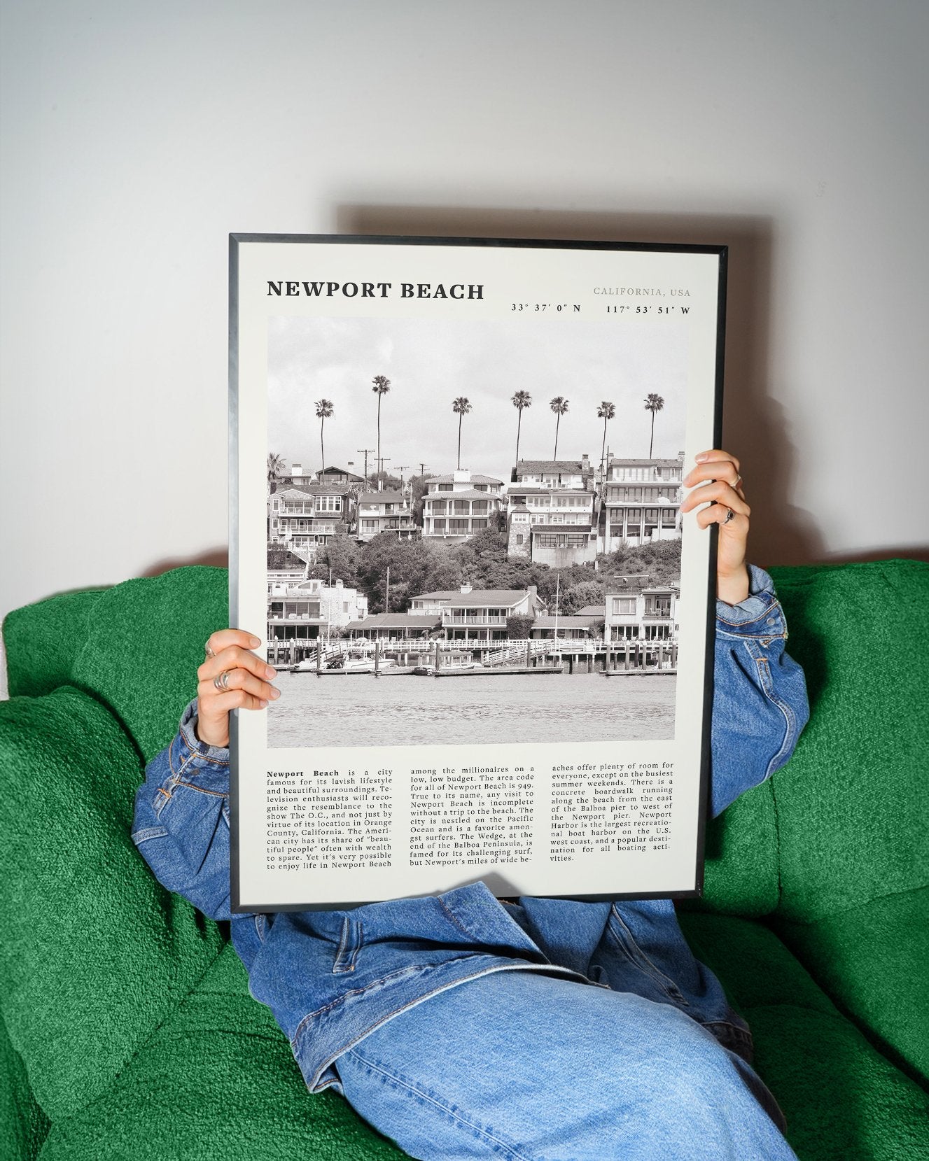 Newport Beach Poster | Black & White California Harbor Wall Art | Coastal Print - Evergreen Posters