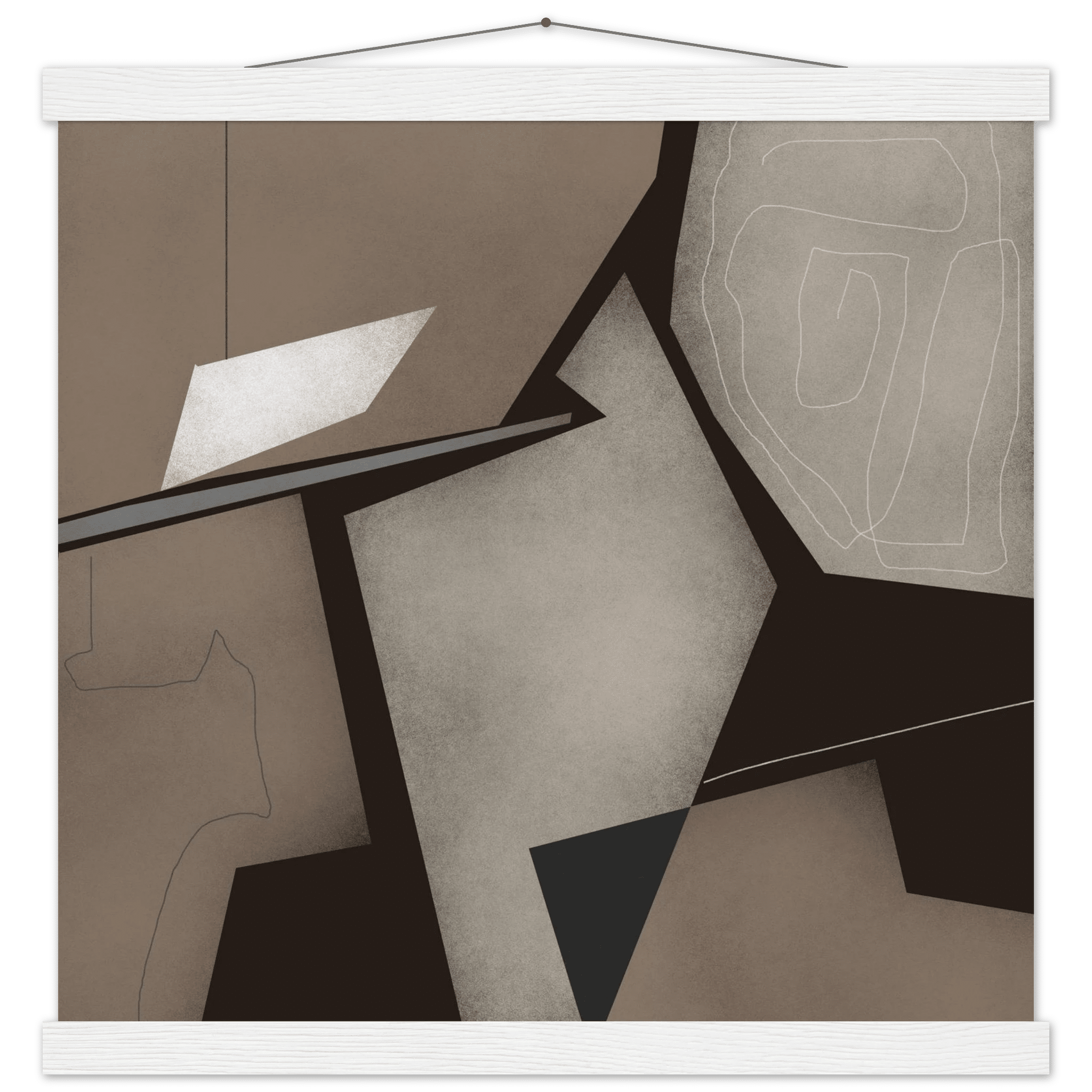 Taupe & Black Geometric Abstract Poster | Modern Square Wall Art | Neutral Decor Print - Evergreen Posters