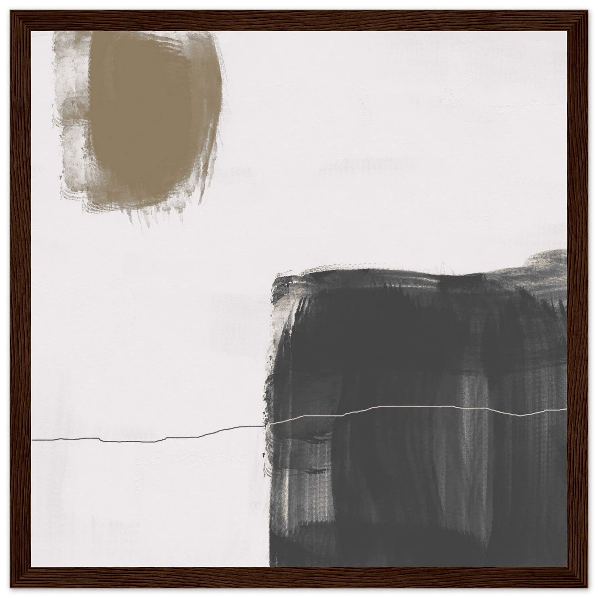 Olive & Black Brushstroke Abstract Poster | Minimalist Square Wall Art | Modern Decor - Evergreen Posters