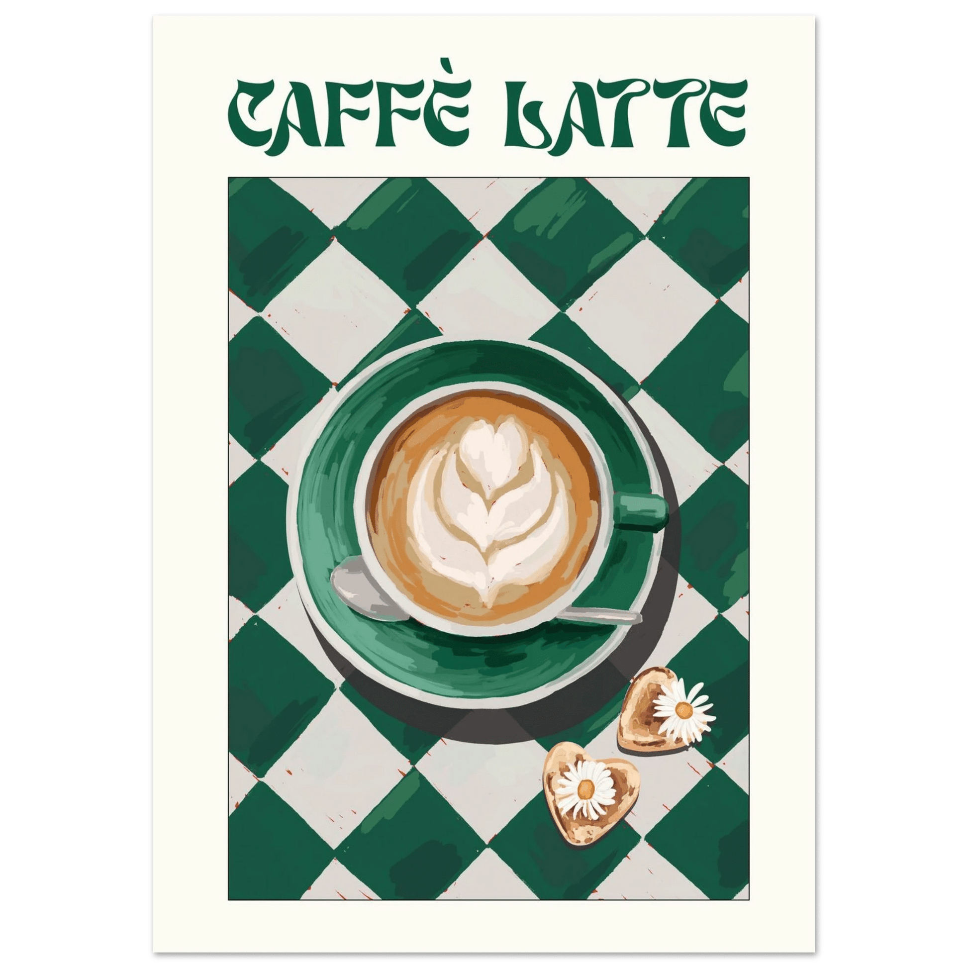 Caffè Latte Poster – Playful Coffee Kitchen Wall Art Print (Digital & Printed Options) - Evergreen Posters