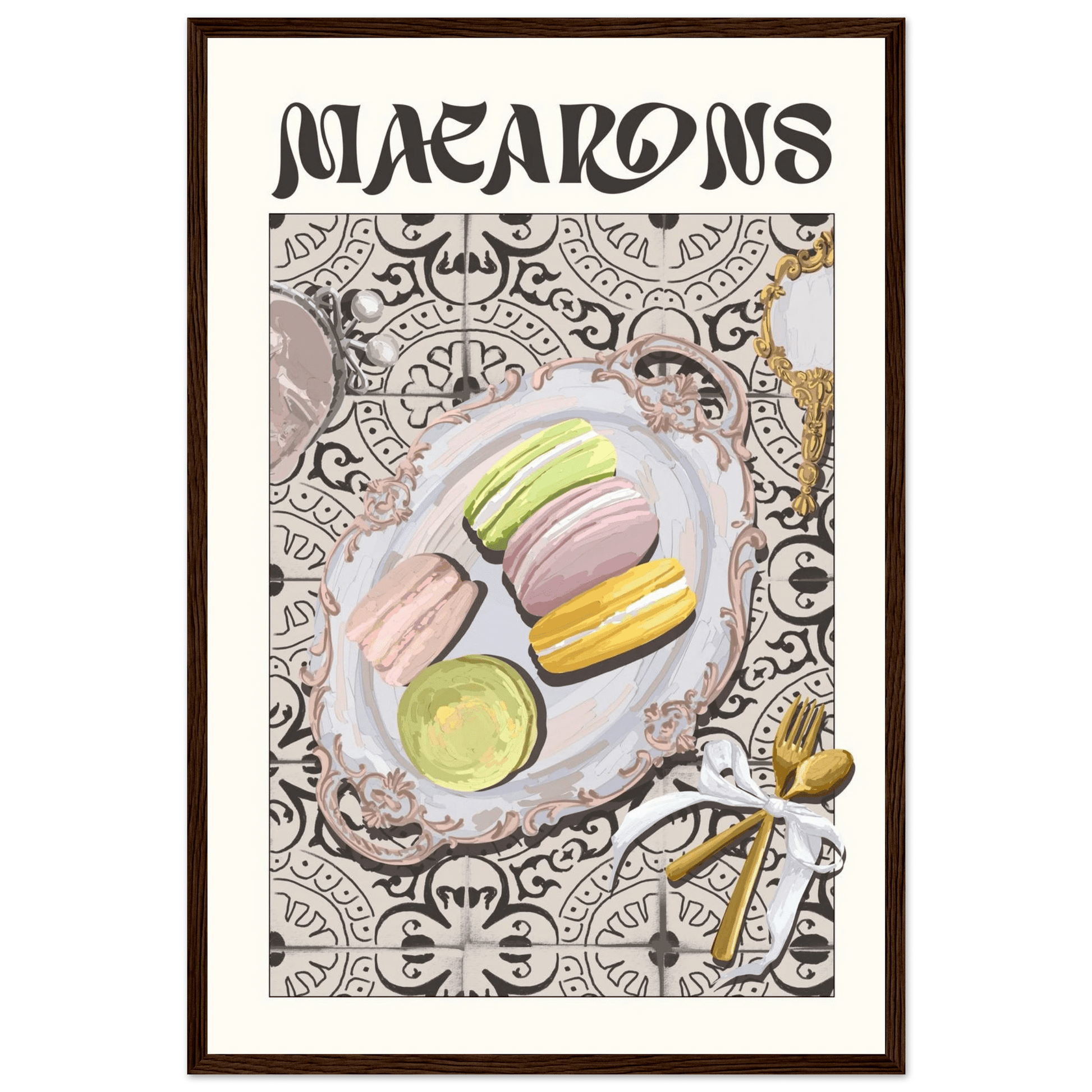 Macarons Poster – Playful French Patisserie Kitchen Wall Art Print (Digital & Printed Options) - Evergreen Posters