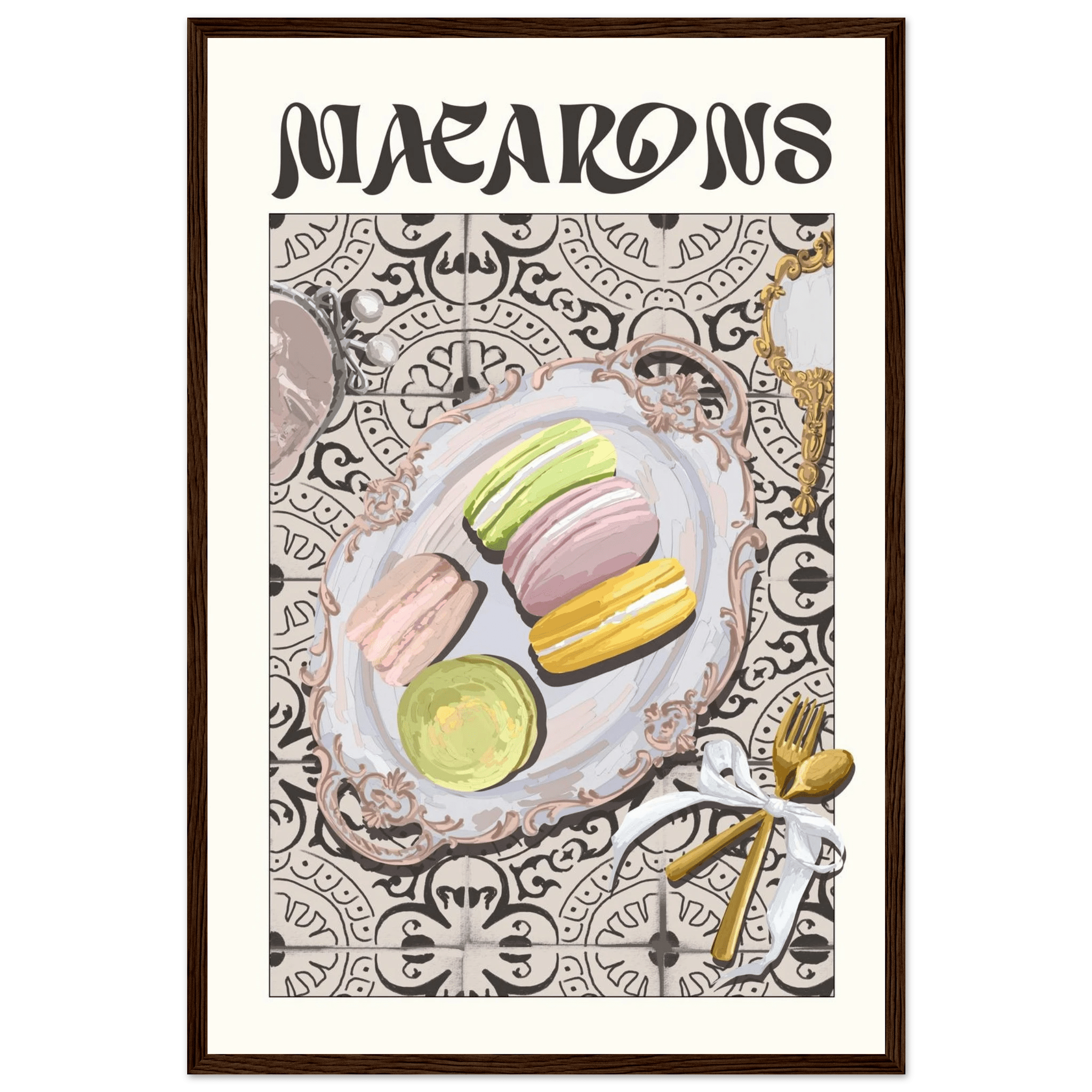Macarons Poster – Playful French Patisserie Kitchen Wall Art Print (Digital & Printed Options) - Evergreen Posters