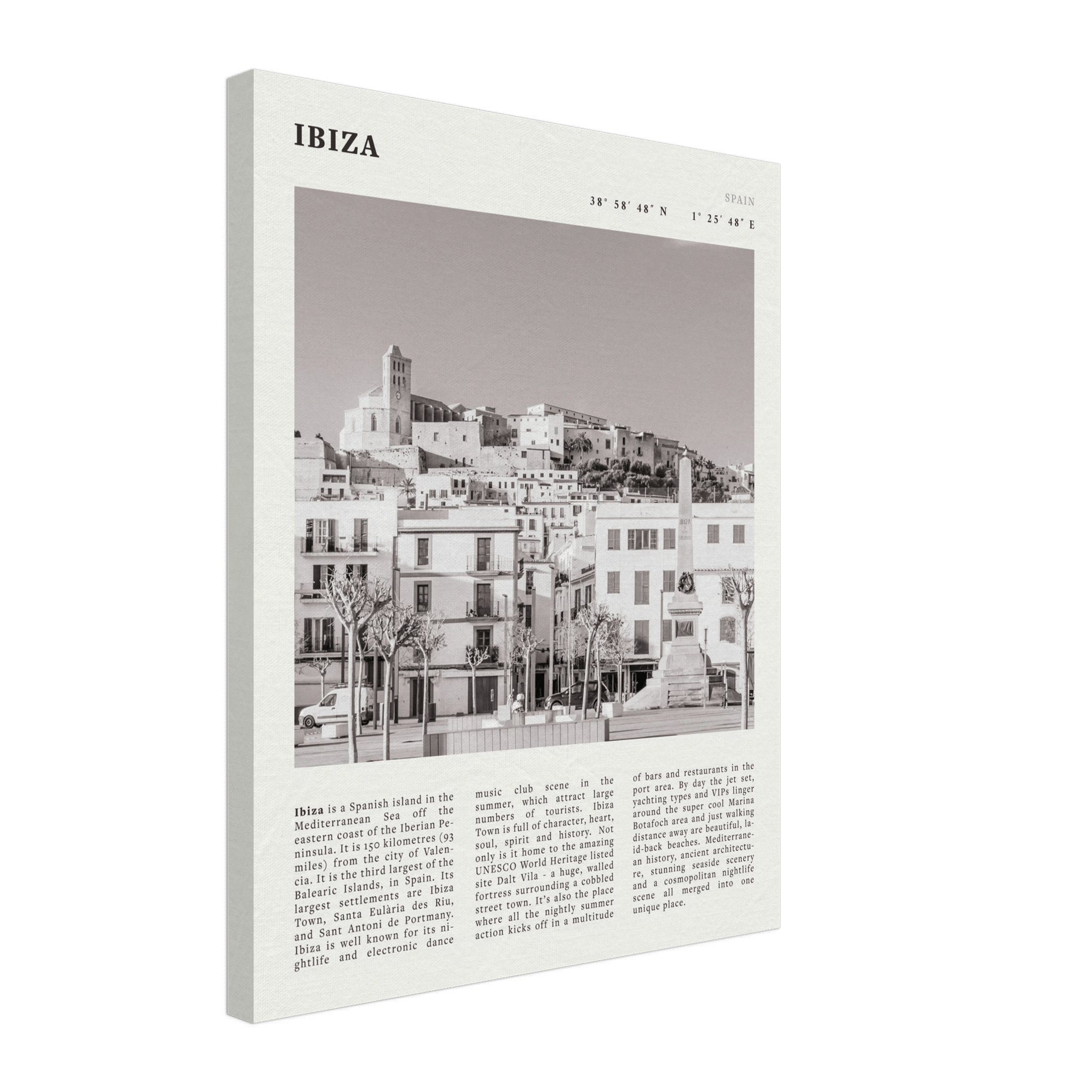 Ibiza Poster | Black & White Spanish Island Wall Art | Spain Travel Print - Evergreen Posters