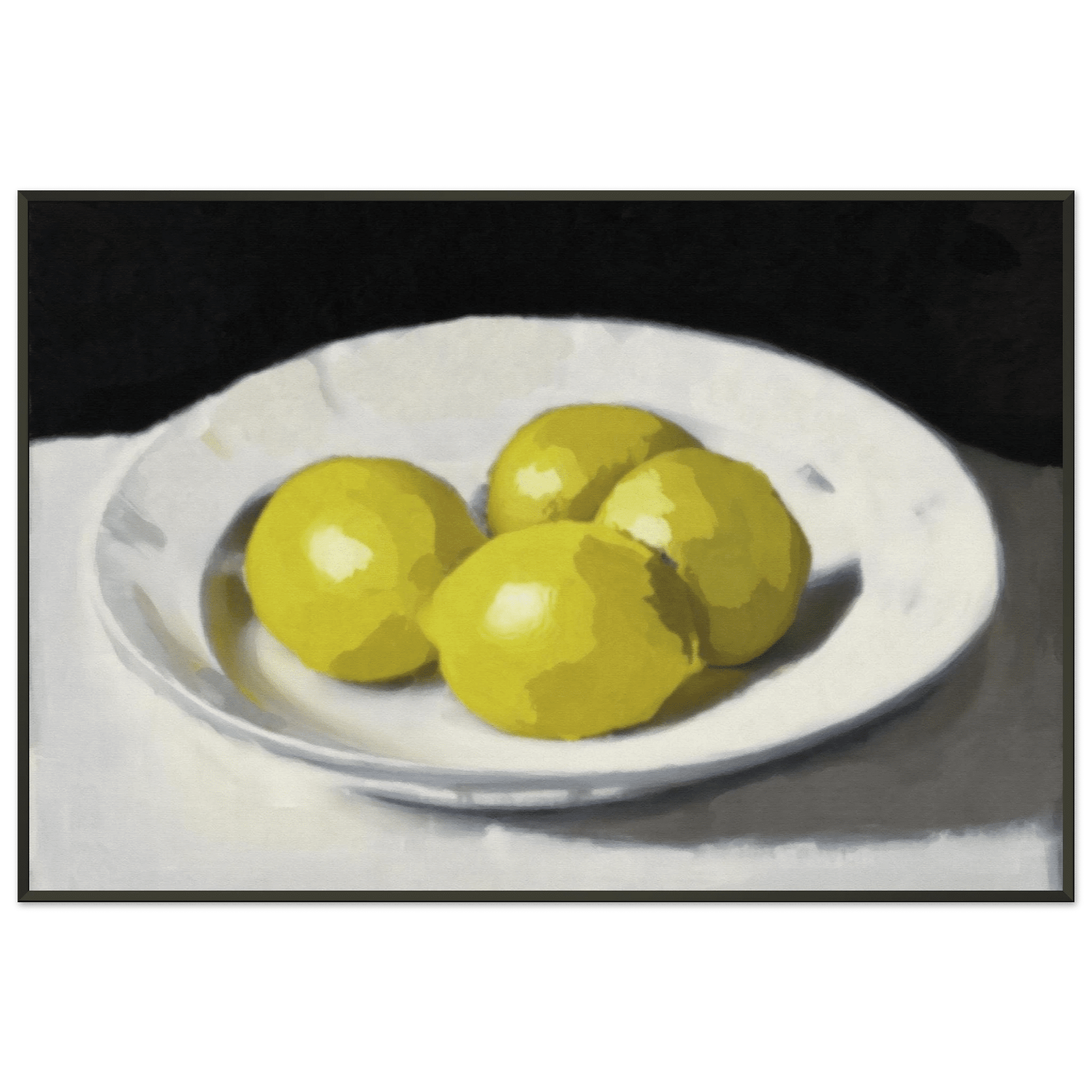 Lemons Print | Three Lemons Oil Painting Wall Art | Kitchen Still Life Poster - Evergreen Posters