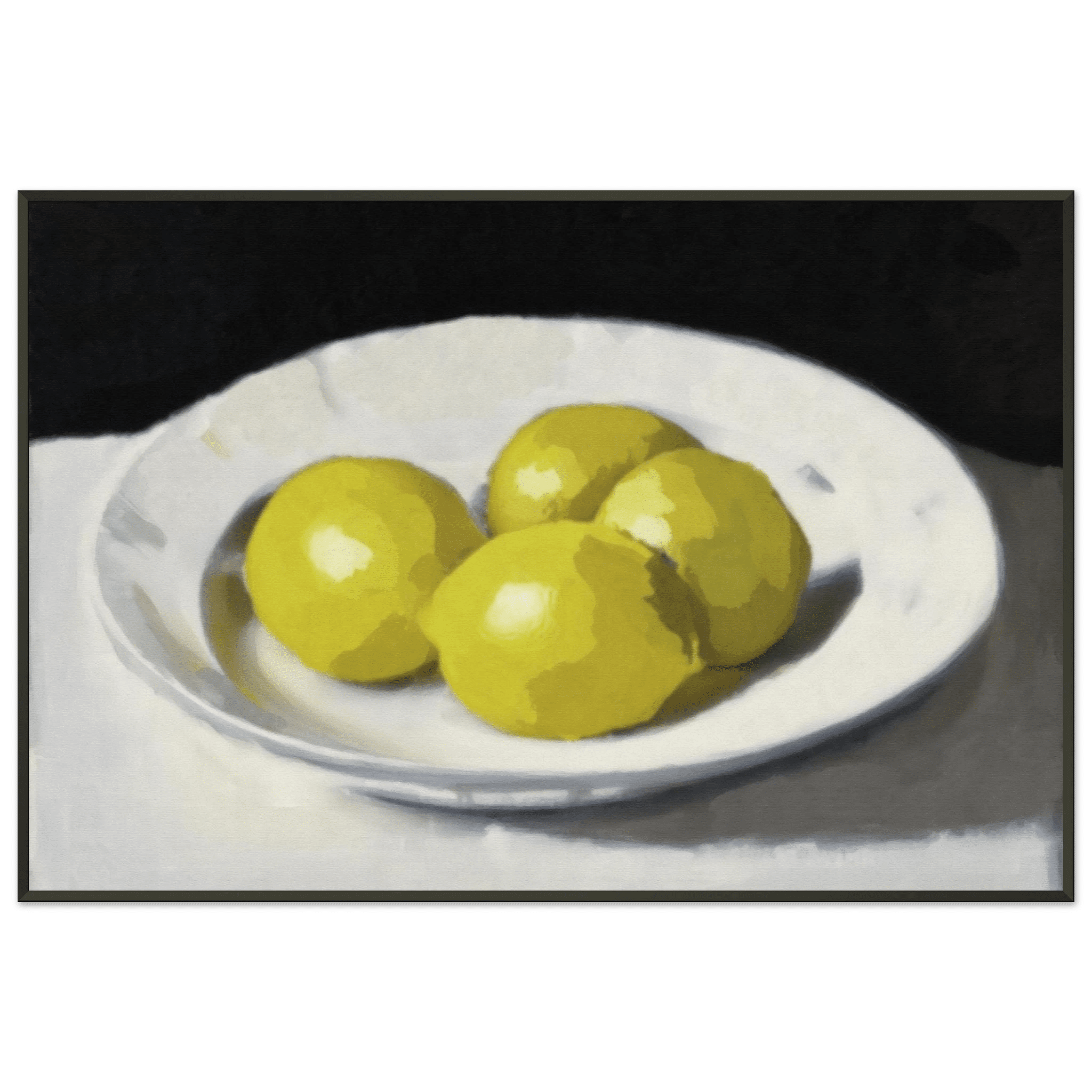 Lemons Print | Three Lemons Oil Painting Wall Art | Kitchen Still Life Poster - Evergreen Posters
