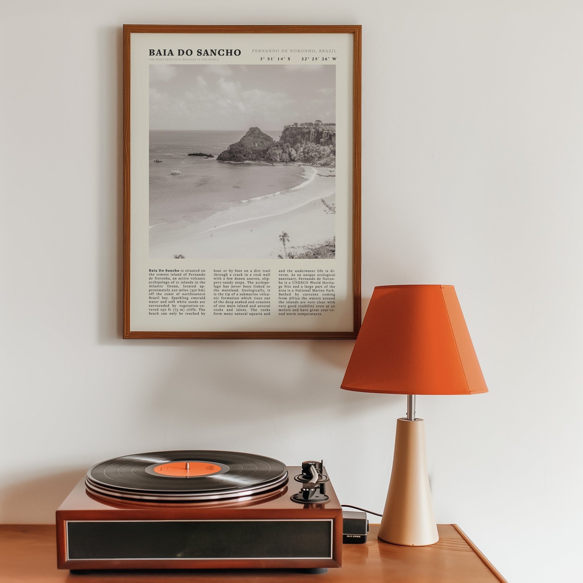 Baia Do Sancho Poster | Black & White Brazil Beach Wall Art | Fernando de Noronha - Evergreen Posters