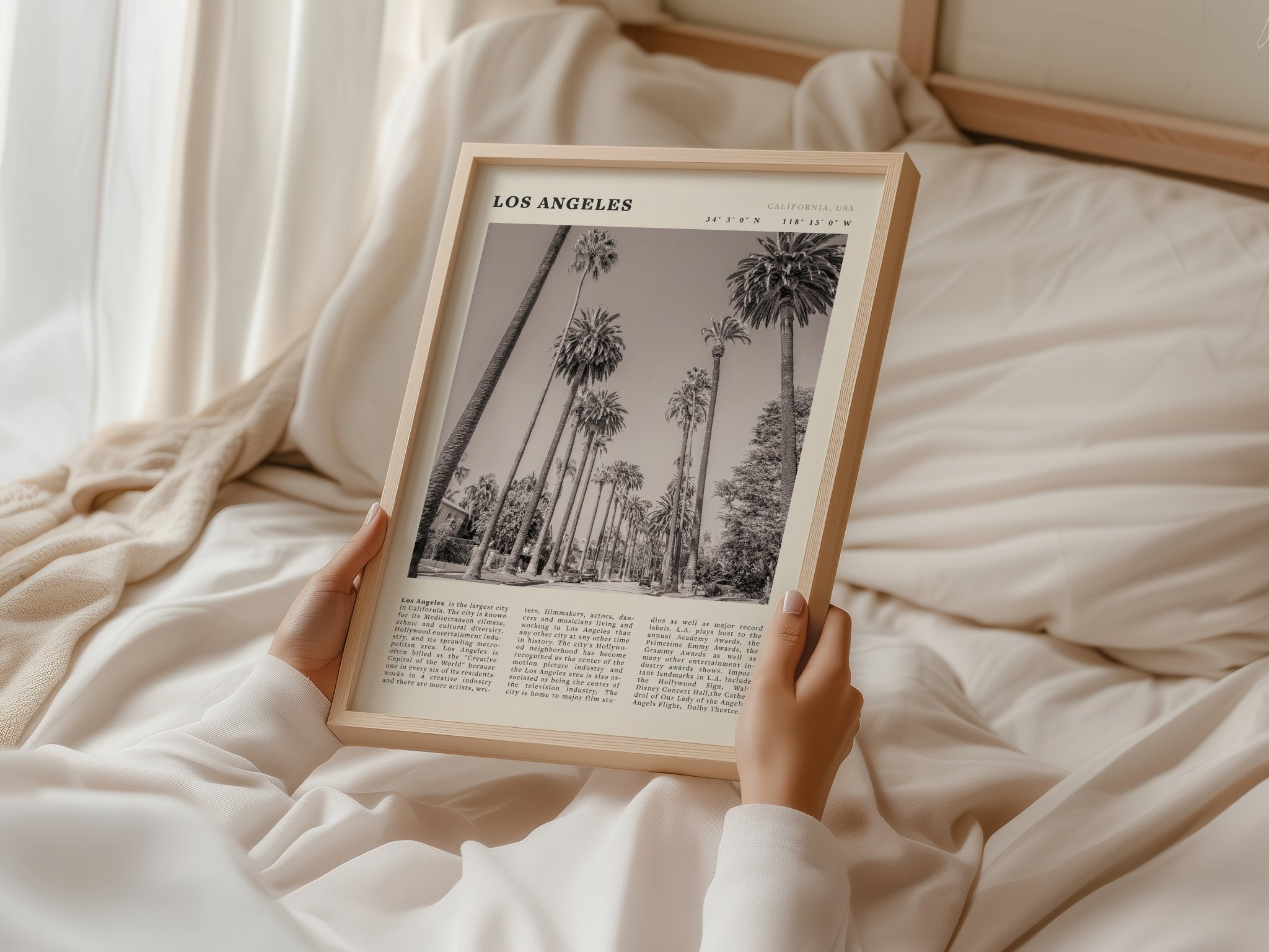 Los Angeles Poster | Black & White Palm Trees Wall Art | California Travel Print - Evergreen Posters