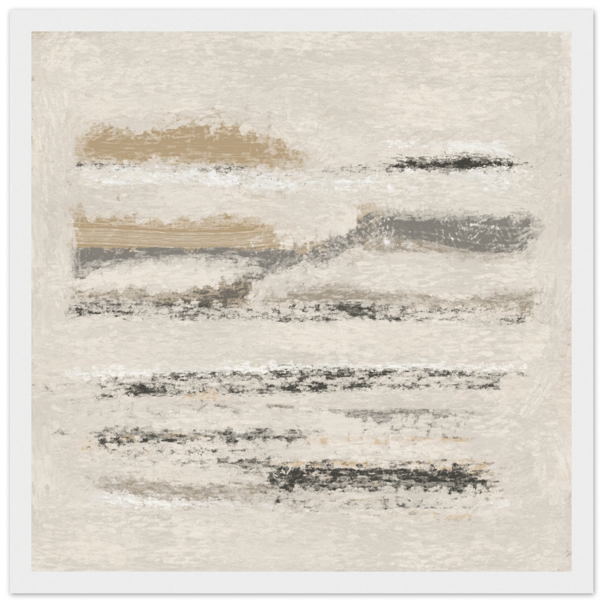 Neutral Abstract Poster | Beige Textured Brushstroke Wall Art | Minimalist Living Room Print - Evergreen Posters