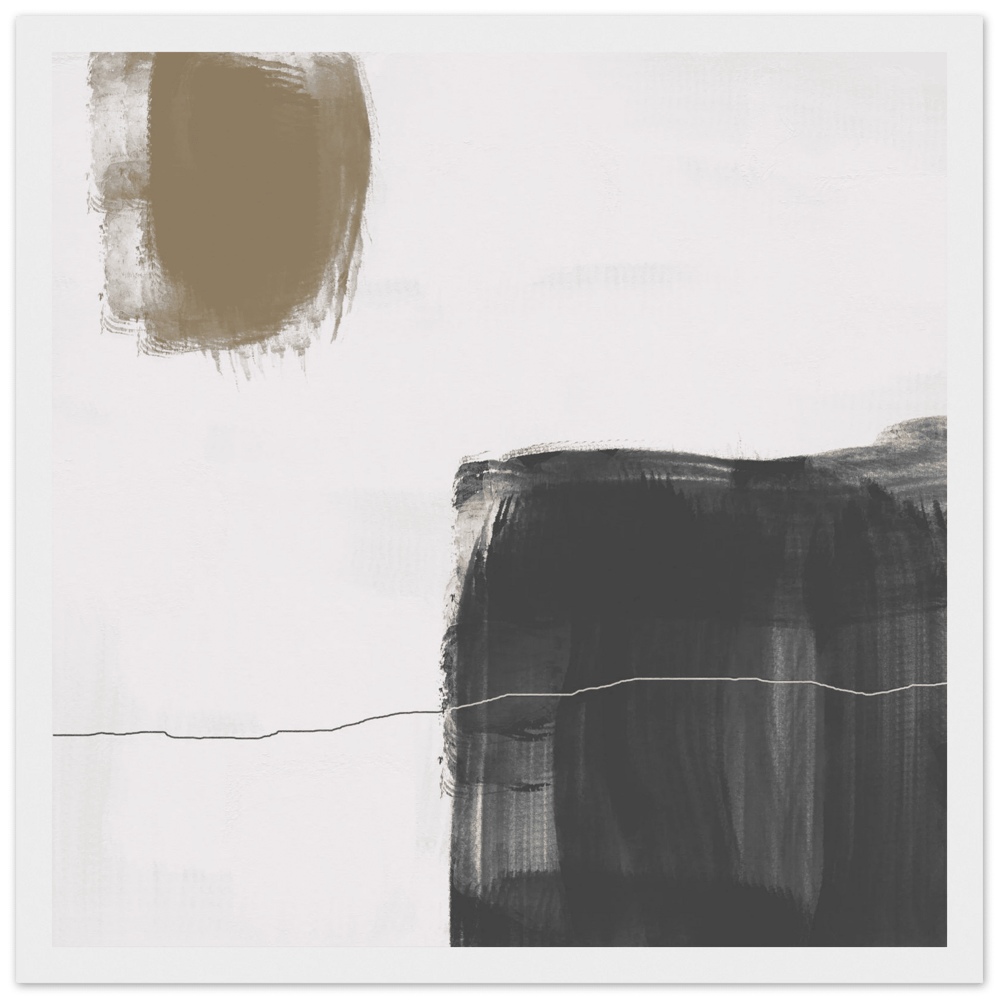 Olive & Black Brushstroke Abstract Poster | Minimalist Square Wall Art | Modern Decor - Evergreen Posters