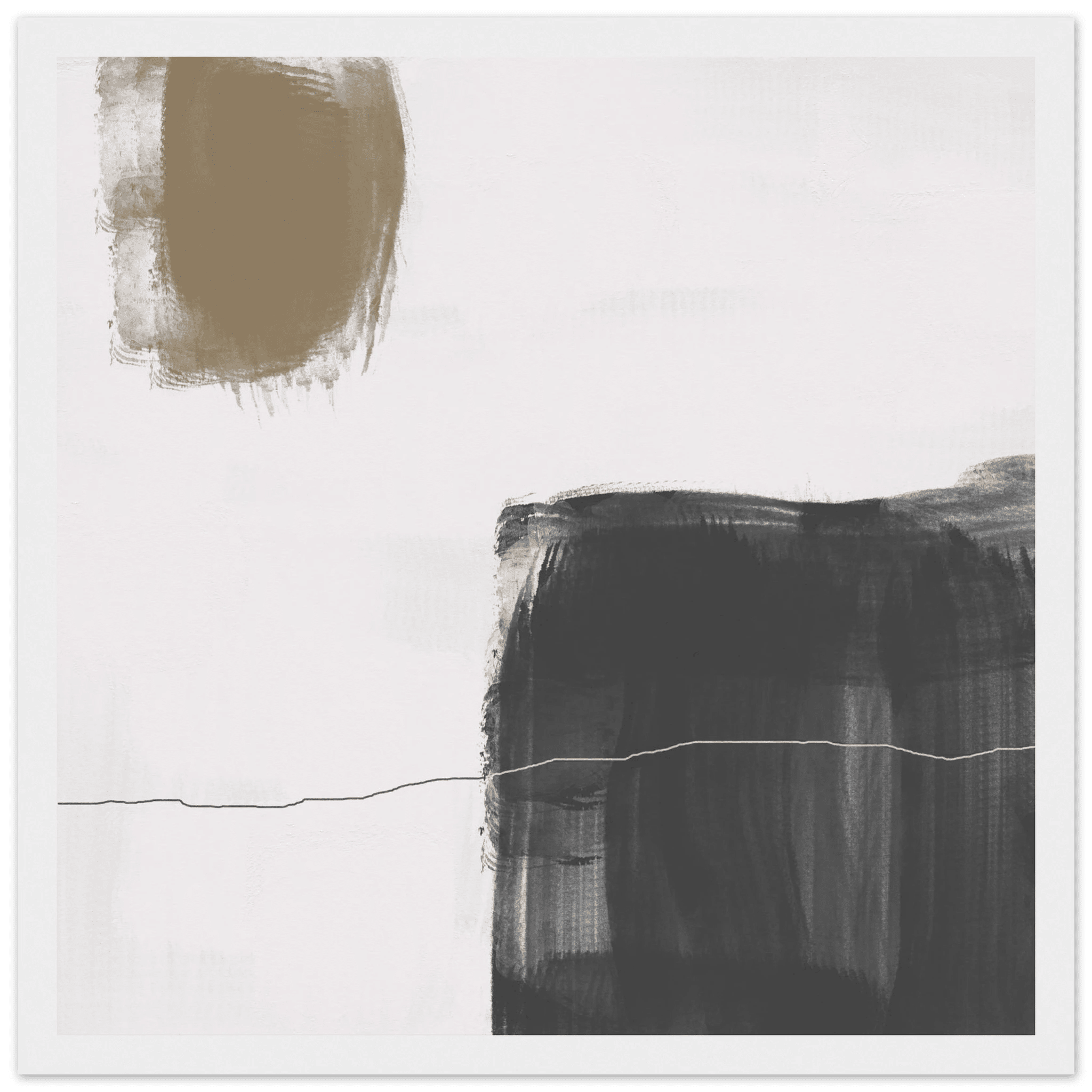 Olive & Black Brushstroke Abstract Poster | Minimalist Square Wall Art | Modern Decor - Evergreen Posters